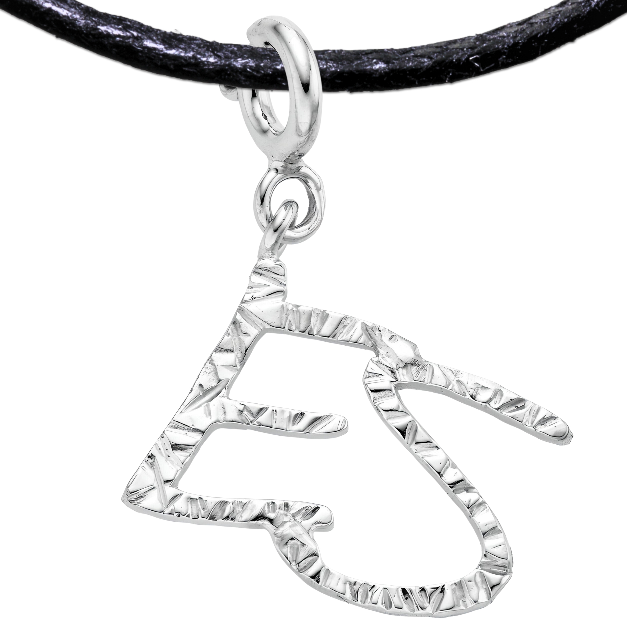 ES Pronoun 925 Sterling Silver Charm Necklace with Spring Clasp (Platinum Plated)