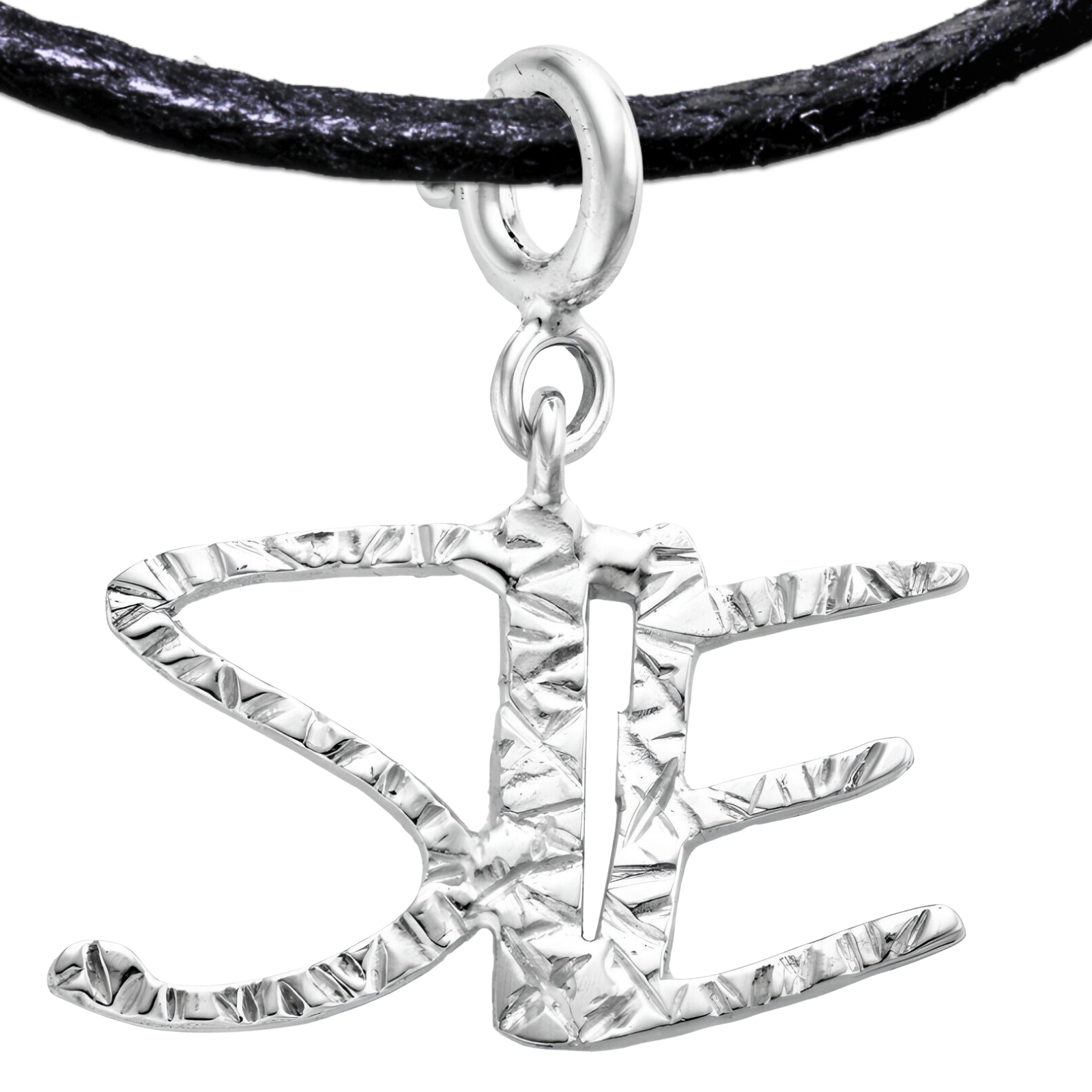 SIE Pronoun 925 Sterling Silver Charm Necklace with Spring Clasp (Platinum Plated)