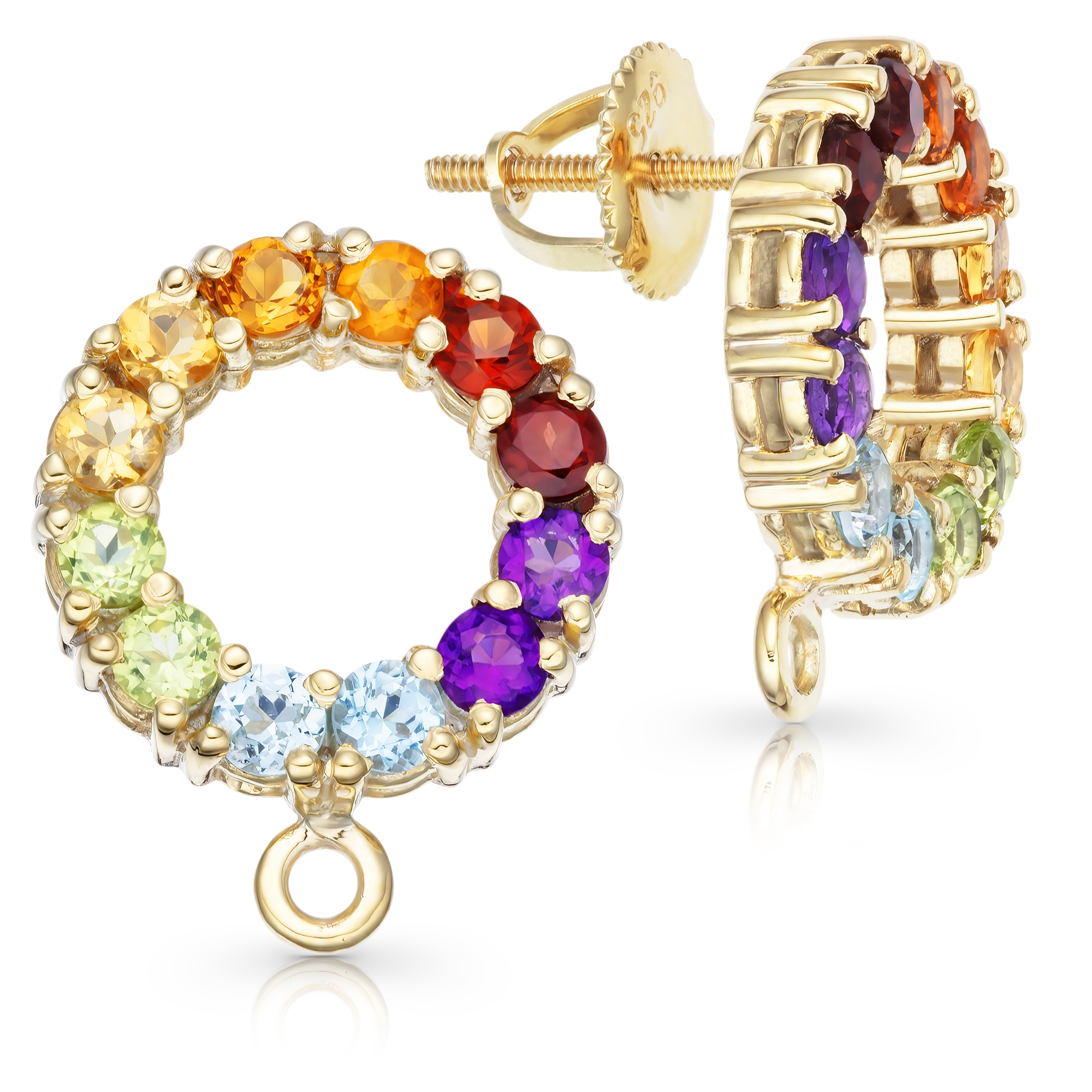 LGBTQIA+ Earrings 925 Sterling Silver – Gold Plated- 2 x 12 Gems