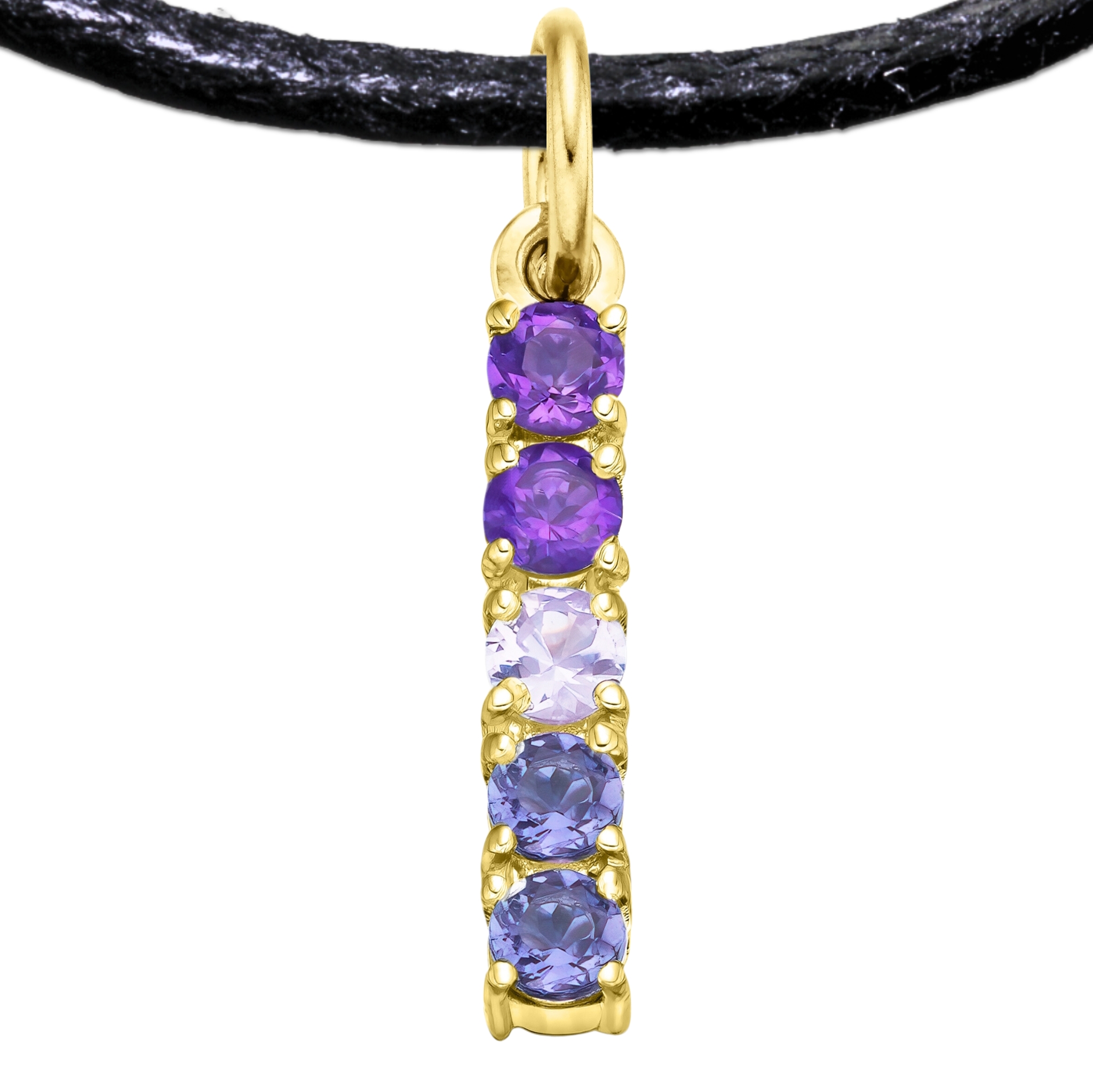 Bisexual 925 Sterling Silver Charm Flag Necklace with Ring Eye (Gold Plated) – 5 Gems