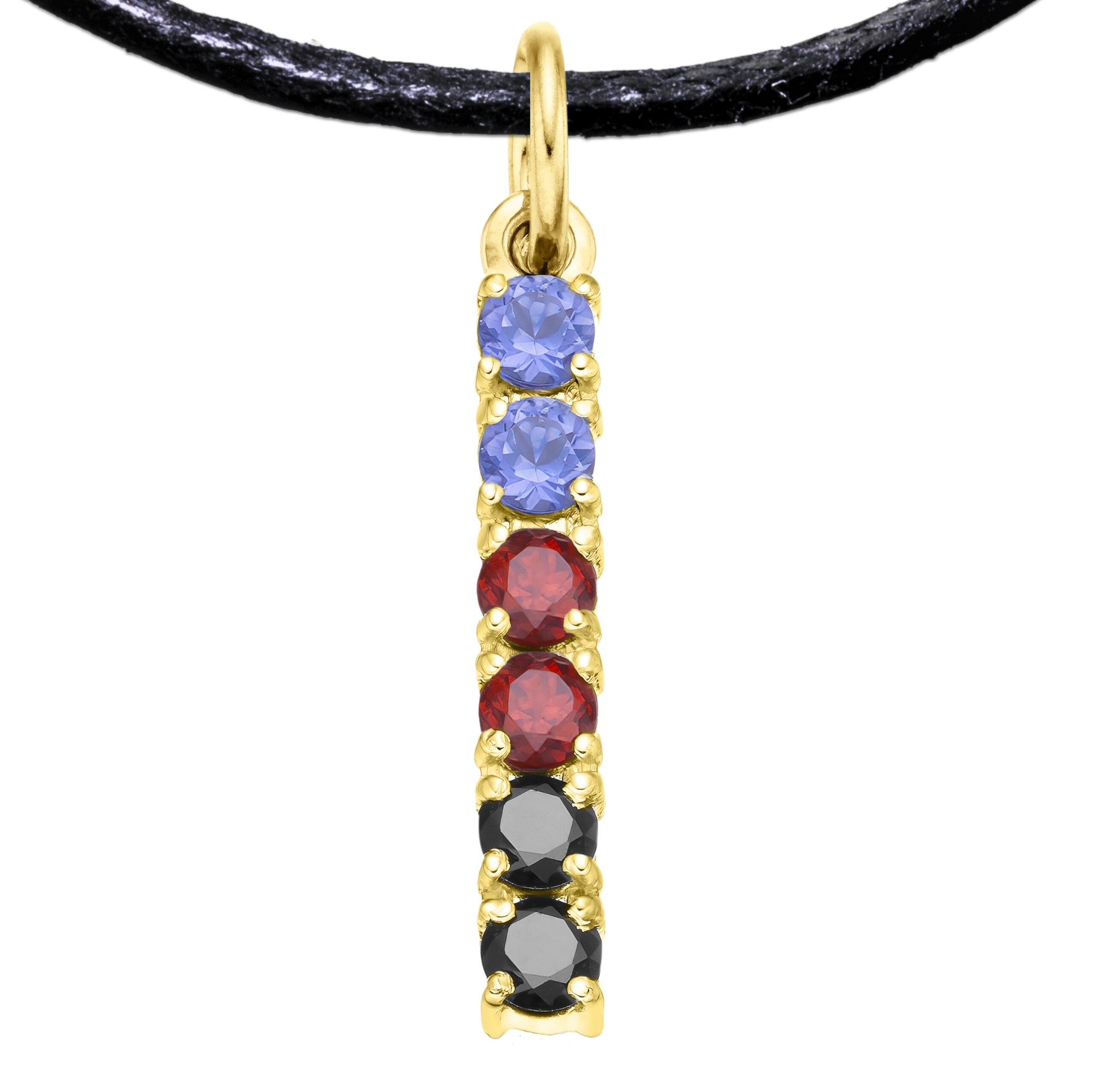 Polyamory 925 Sterling Silver Charm Flag Necklace with Ring Eye (Gold Plated) – 6 Gems