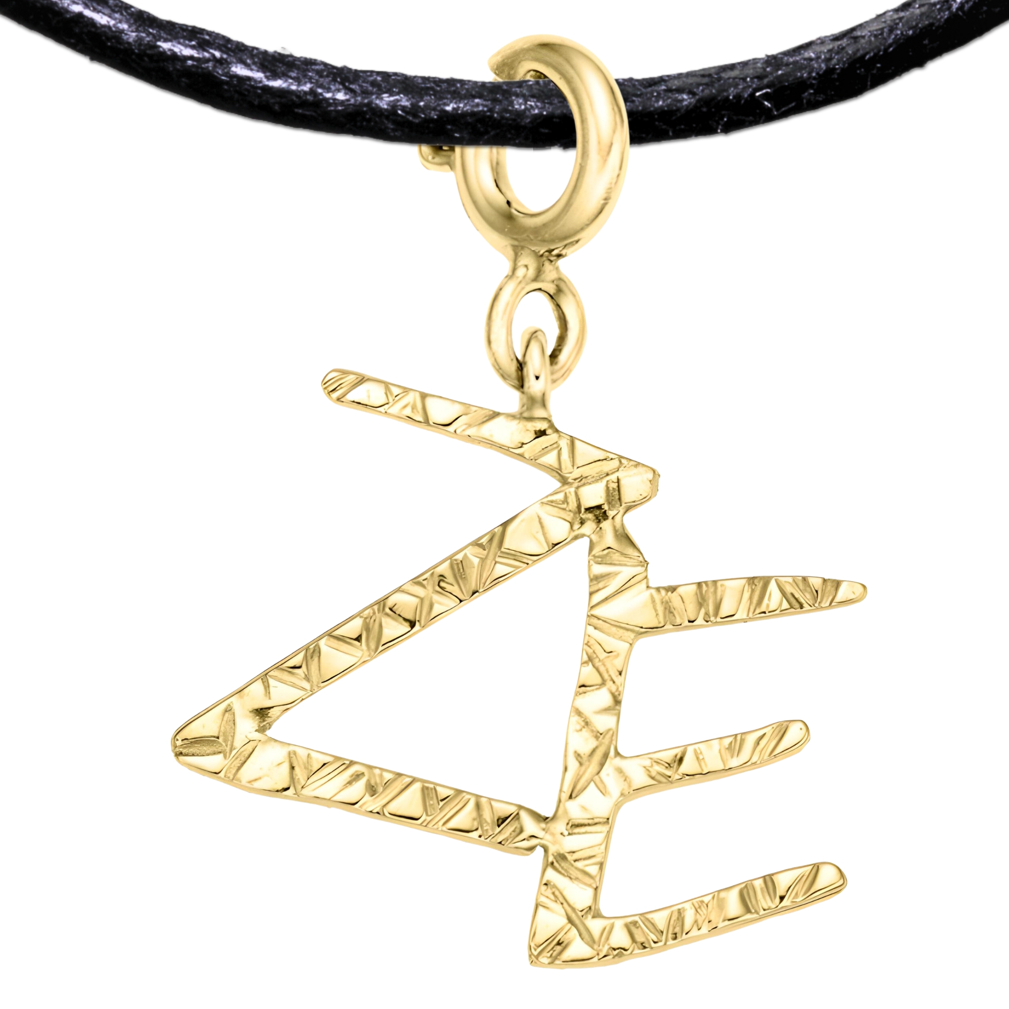 ZE Pronoun 925 Sterling Silver Charm Necklace with Spring Clasp (Gold Plated)