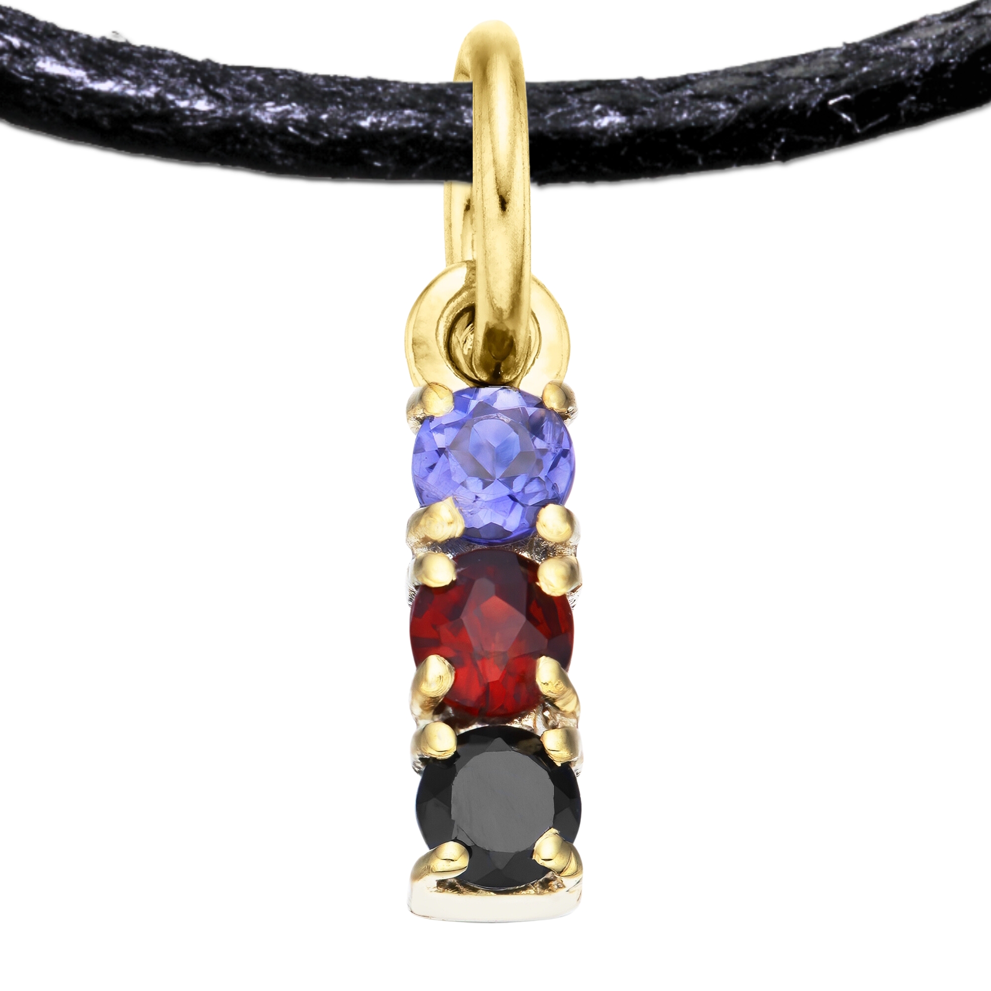 Polyamory 925 Sterling Silver Charm Flag Necklace with Ring Eye (Gold Plated) – 3 Gems