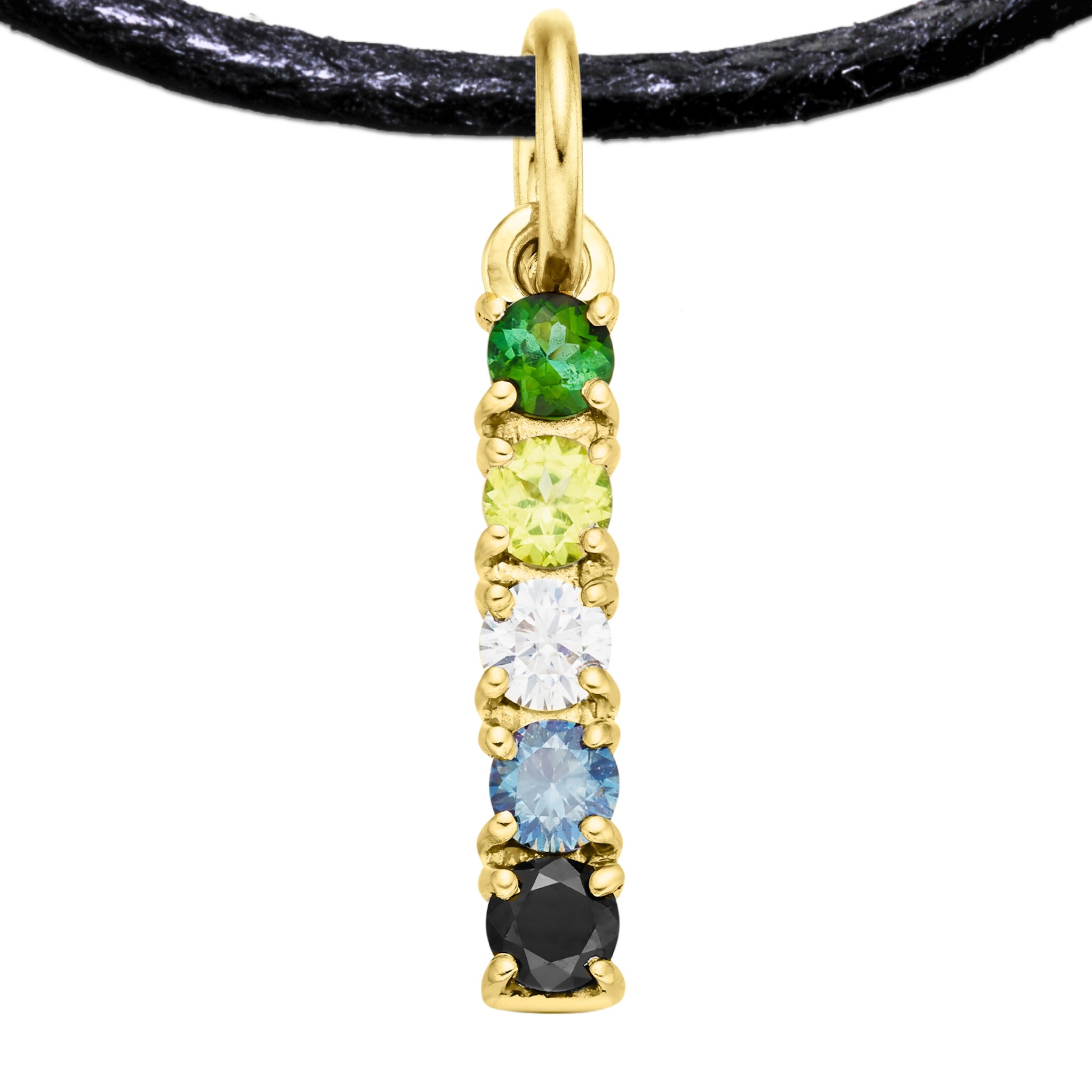 Aromantic 925 Sterling Silver Charm Flag Necklace with Ring Eye (Gold Plated) – 5 Gems