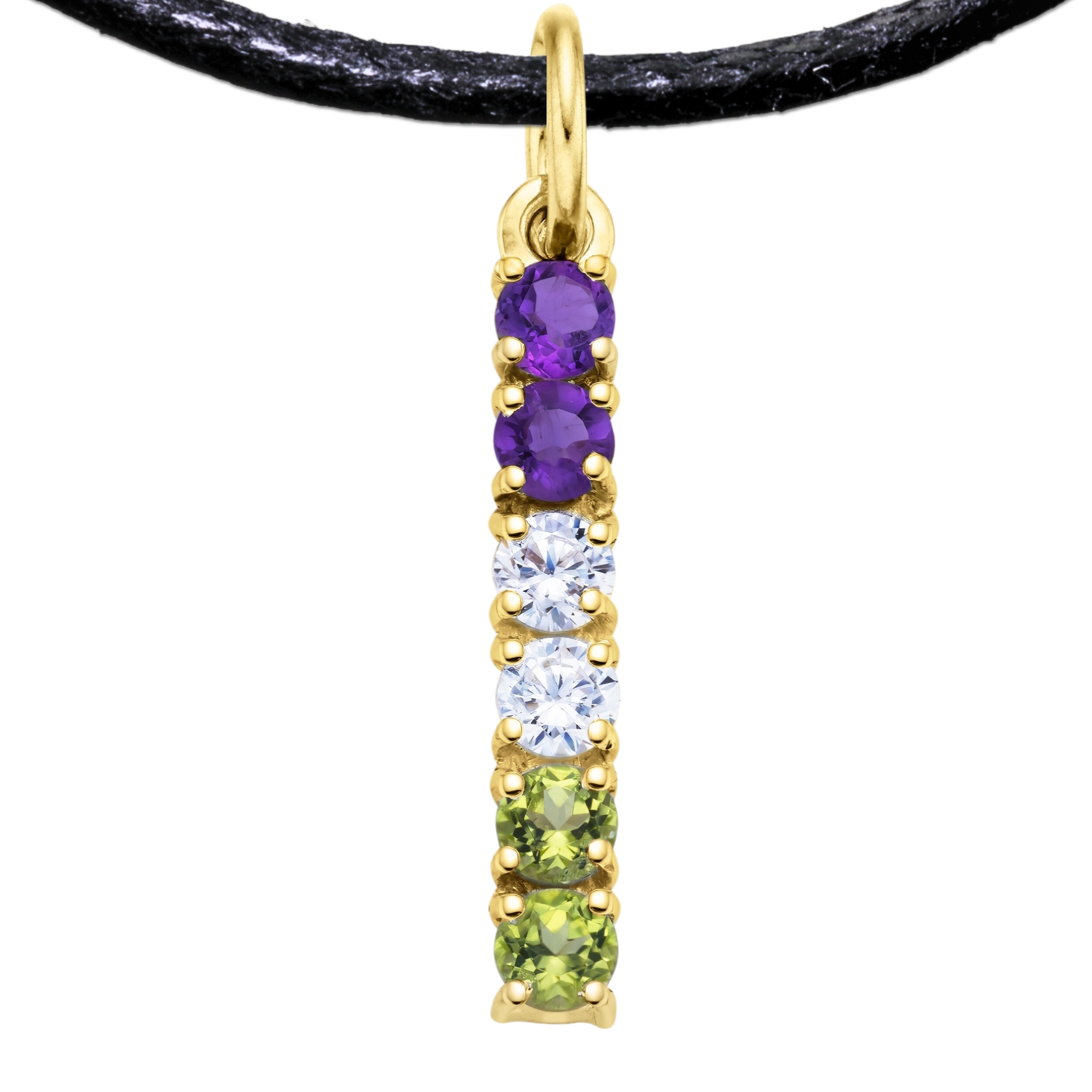 Genderqueer 925 Sterling Silver Charm Flag Necklace with Ring Eye (Gold Plated) – 6 Gems