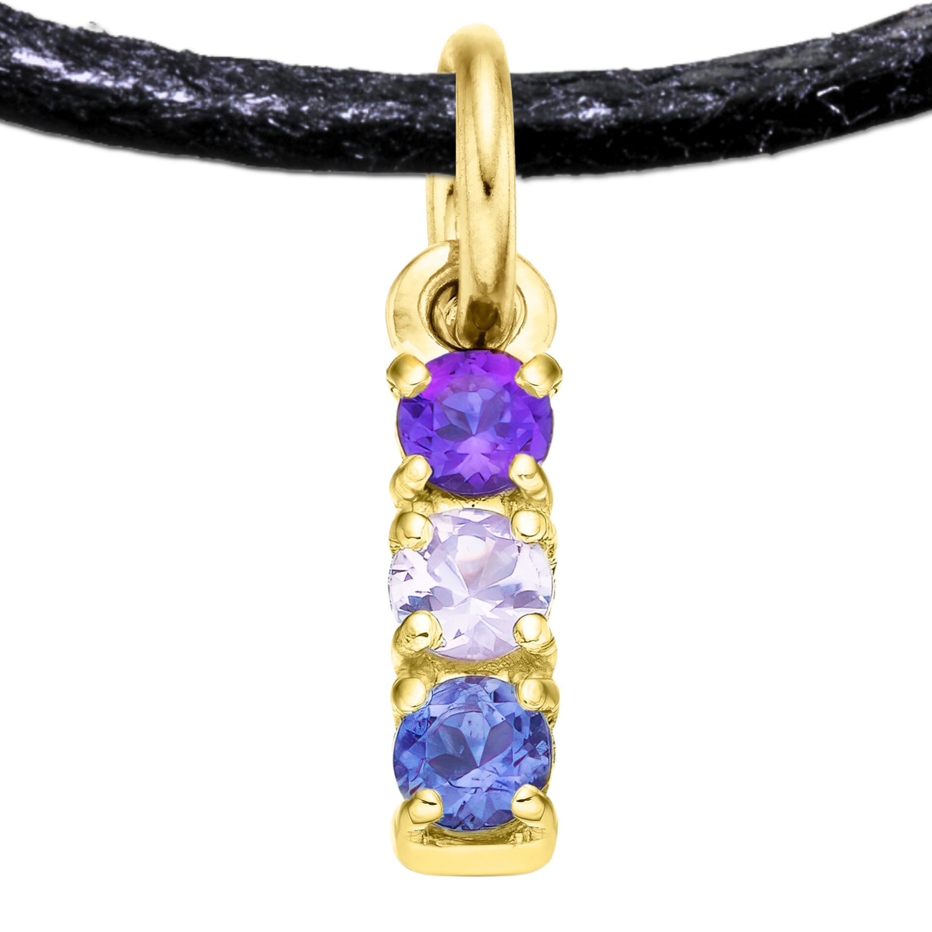 Bisexual 925 Sterling Silver Charm Flag Necklace with Ring Eye (Gold Plated) – 3 Gems