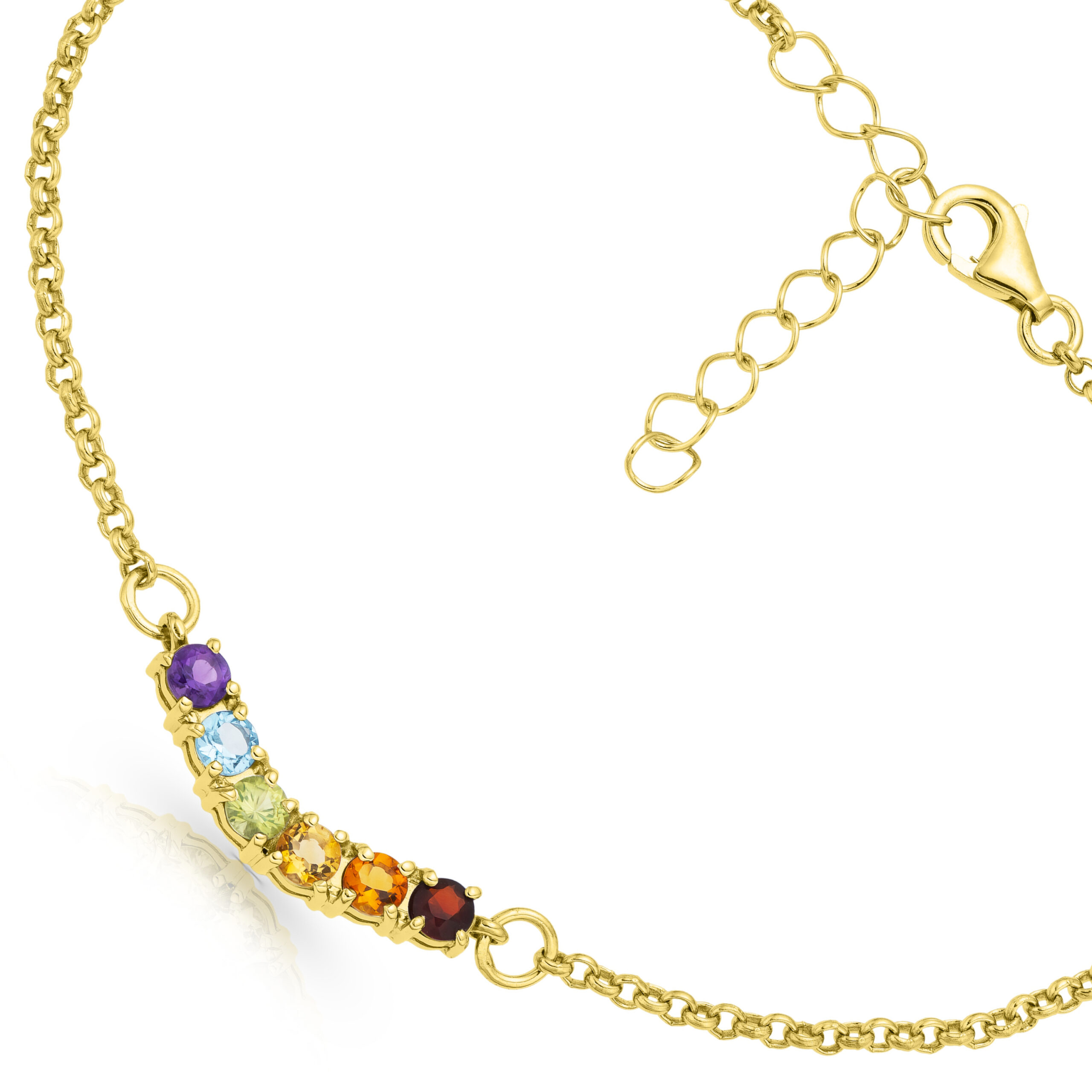 LGBTQIA+ Bracelet 925 Sterling Silver (Gold Plated, 1/12-inch PRIDE Chain) – Arch 6 Gems