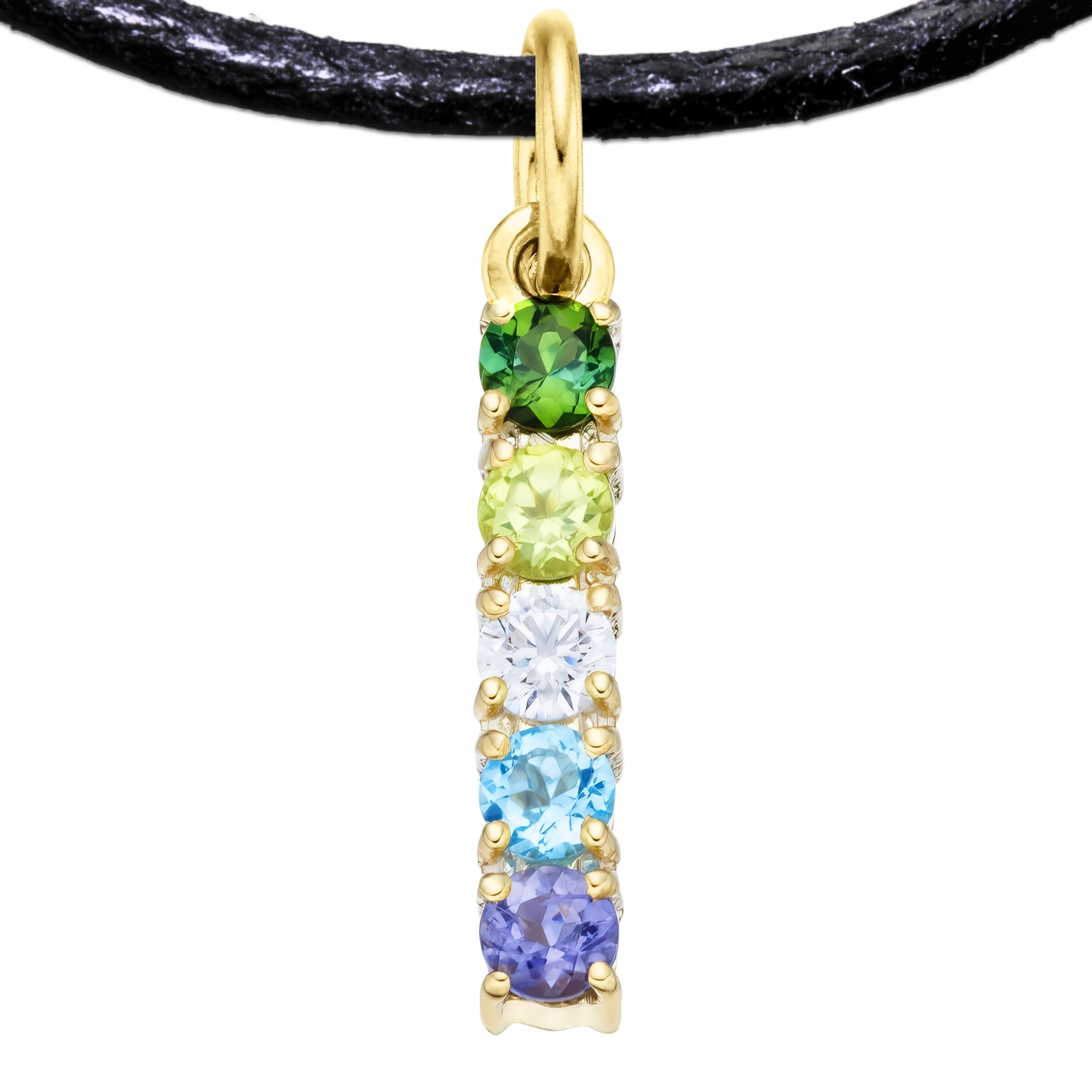 Gay 925 Sterling Silver Charm Flag Necklace with Ring Eye (Gold Plated) – 5 Gems