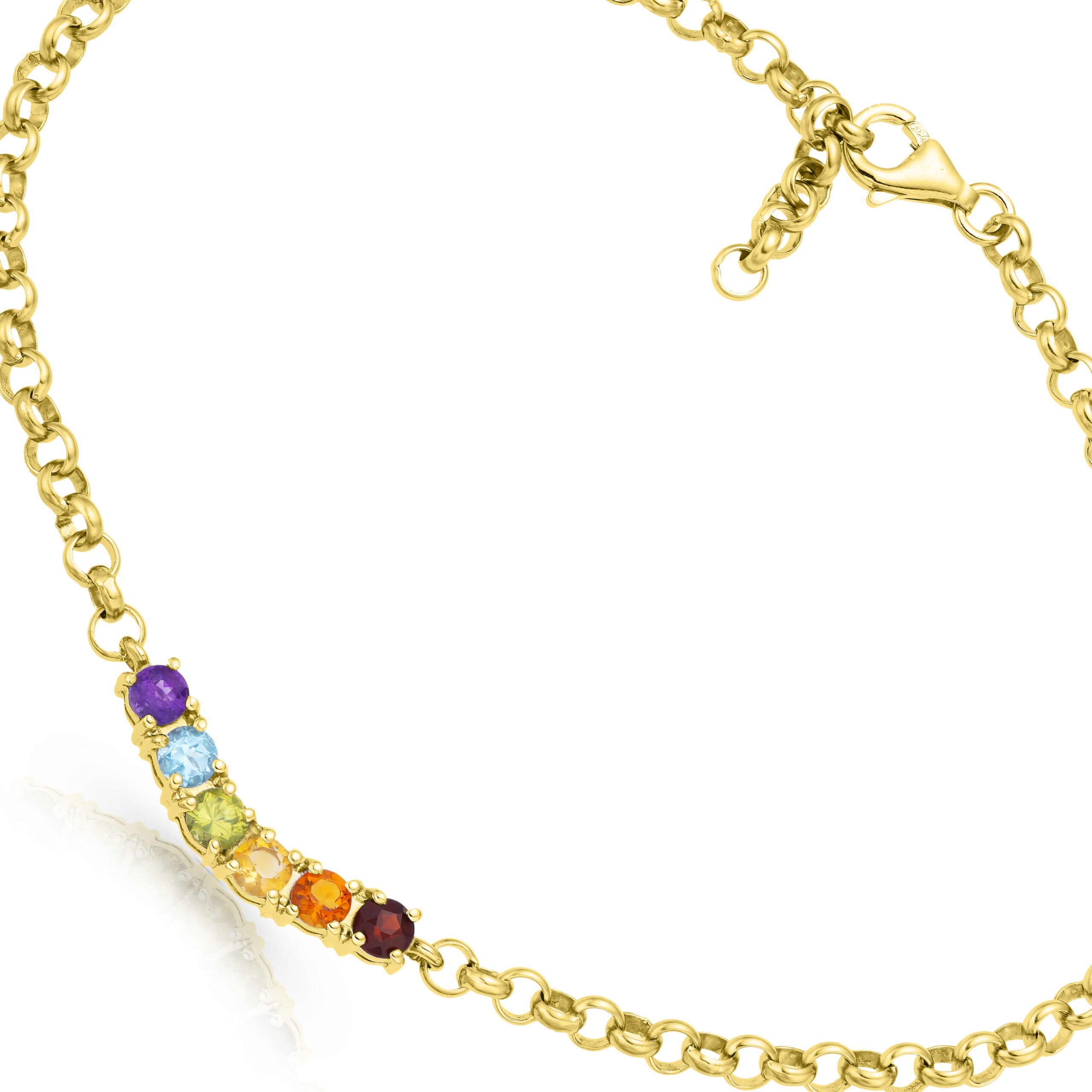 LGBTQIA+ Bracelet 925 Sterling Silver (Gold Plated, 1/8-inch PRIDE Chain) – Arch 6 Gems
