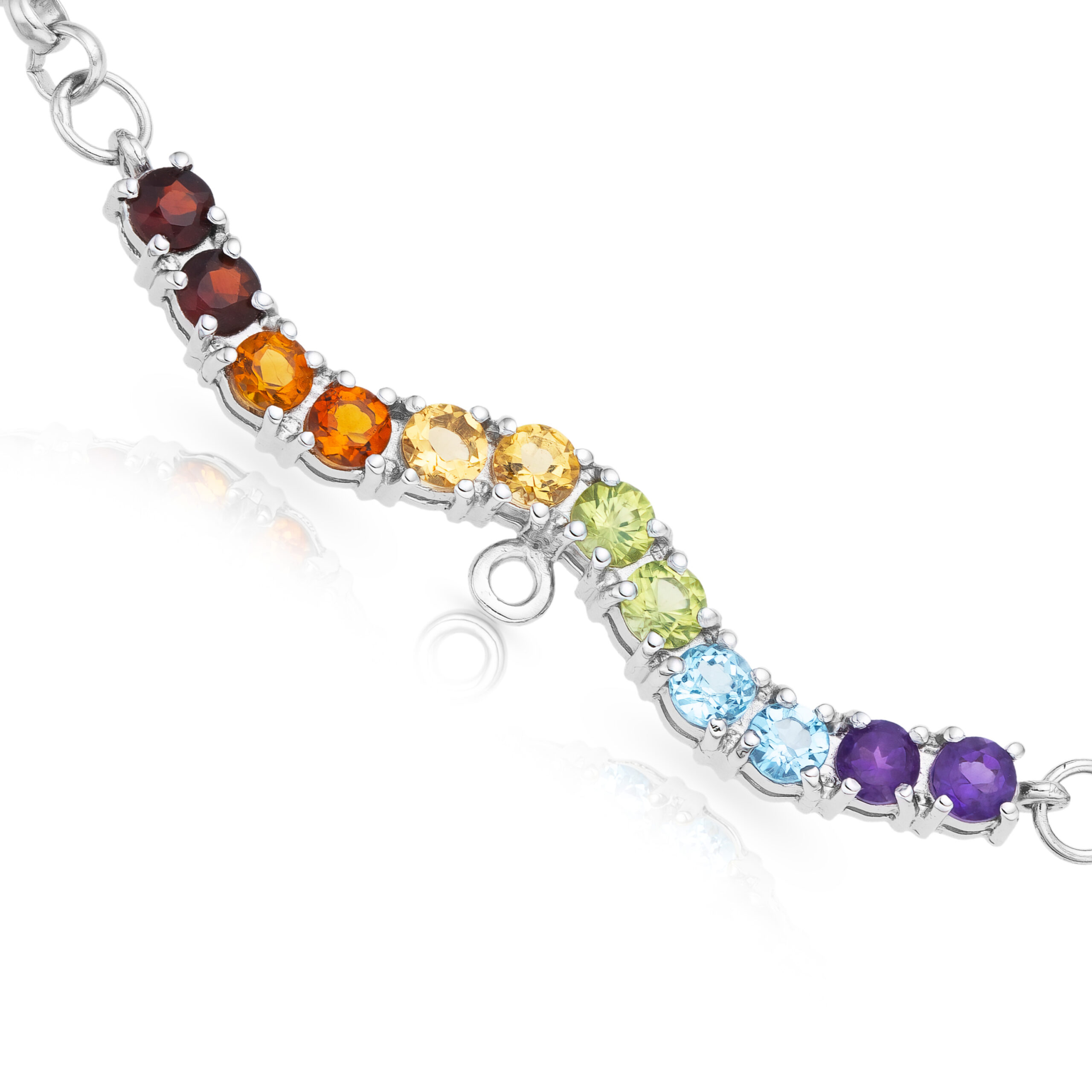LGBTQIA+ Necklace 925 Sterling Silver (Platinum Plated, 0.12 inch PRIDE Chain) – 12 Gems