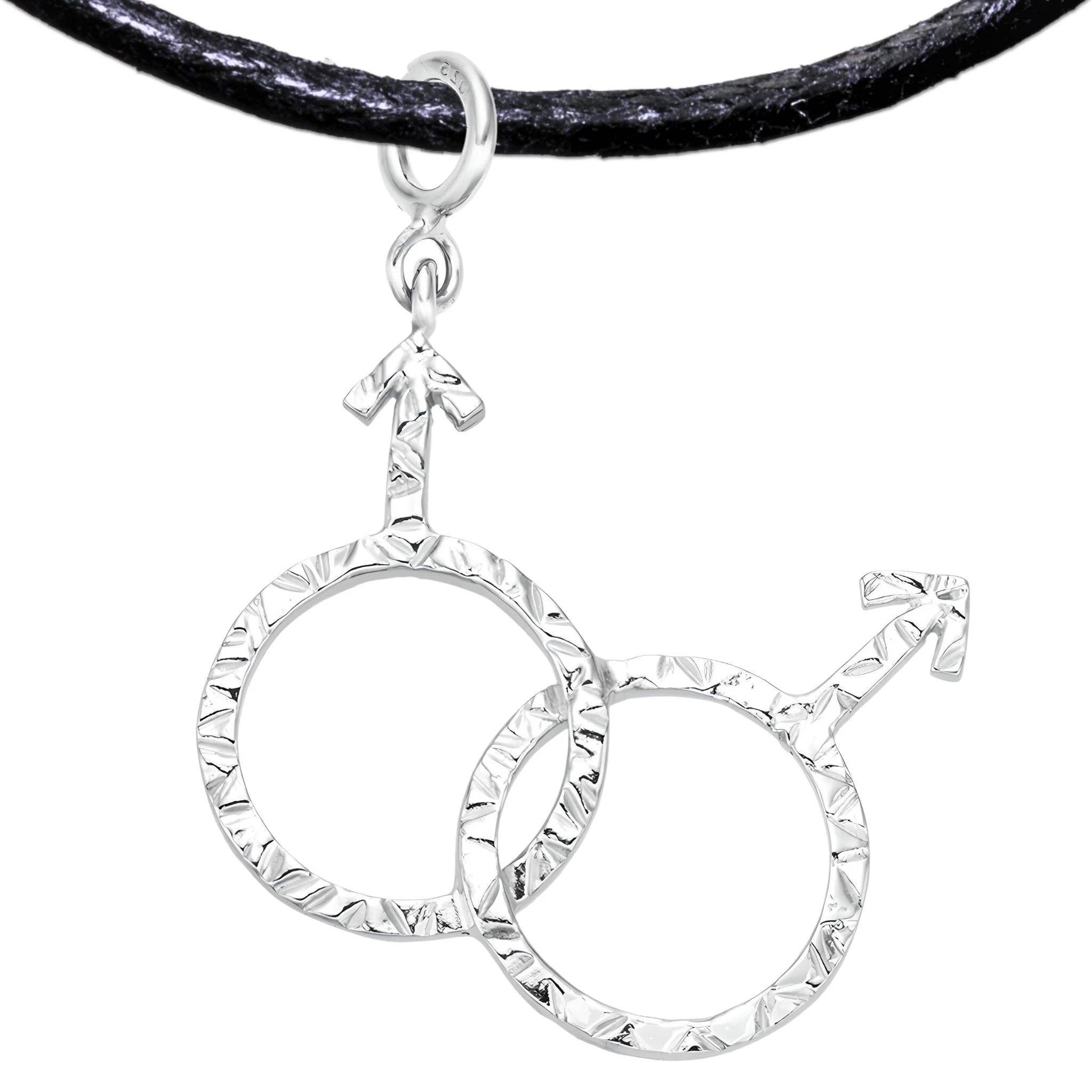 Gay 925 Sterling Silver Charm Necklace with Spring Clasp v1 (Platinum Plated)