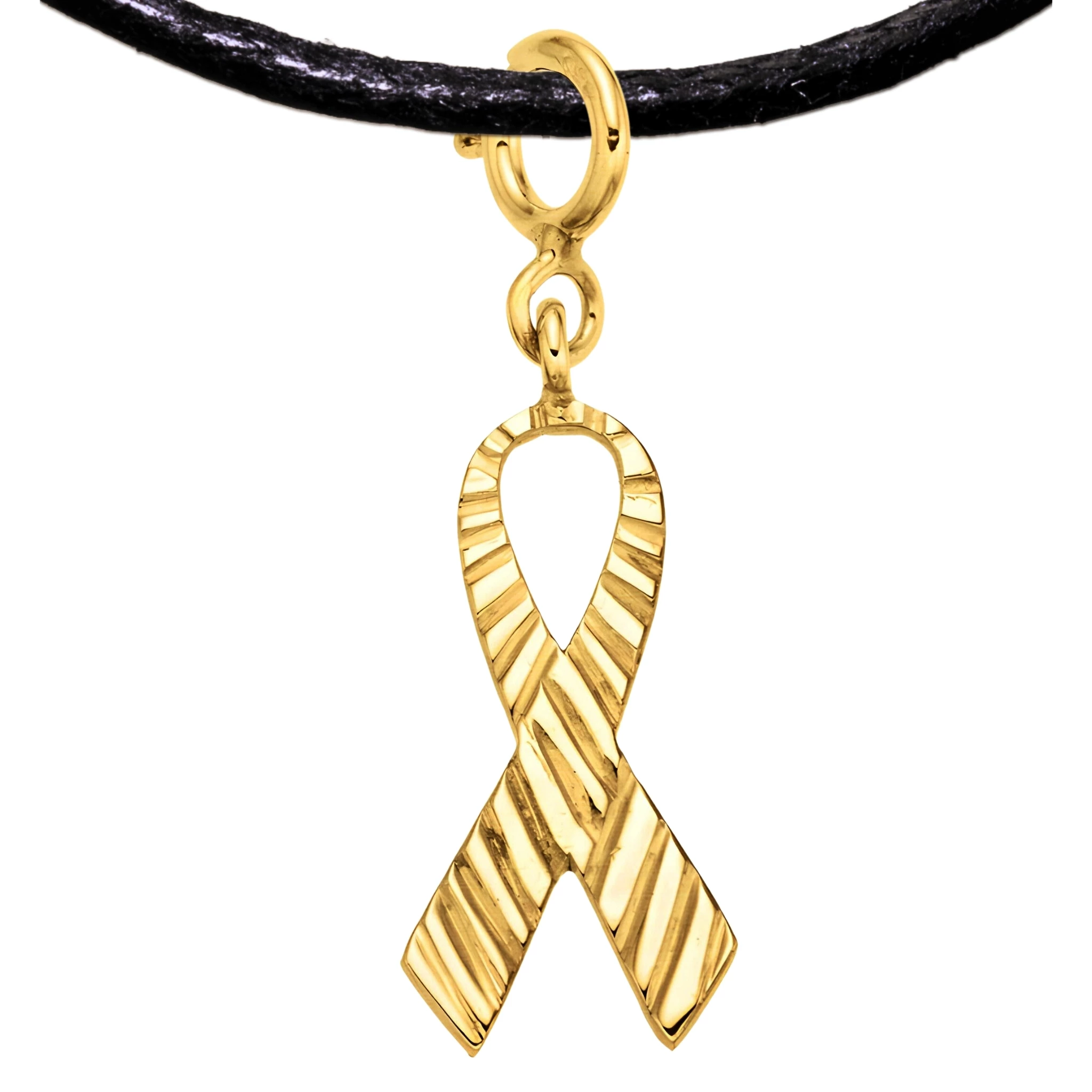 Ribbon 925 Sterling Silver Charm Necklace with Spring Clasp – Small (Gold Plated)