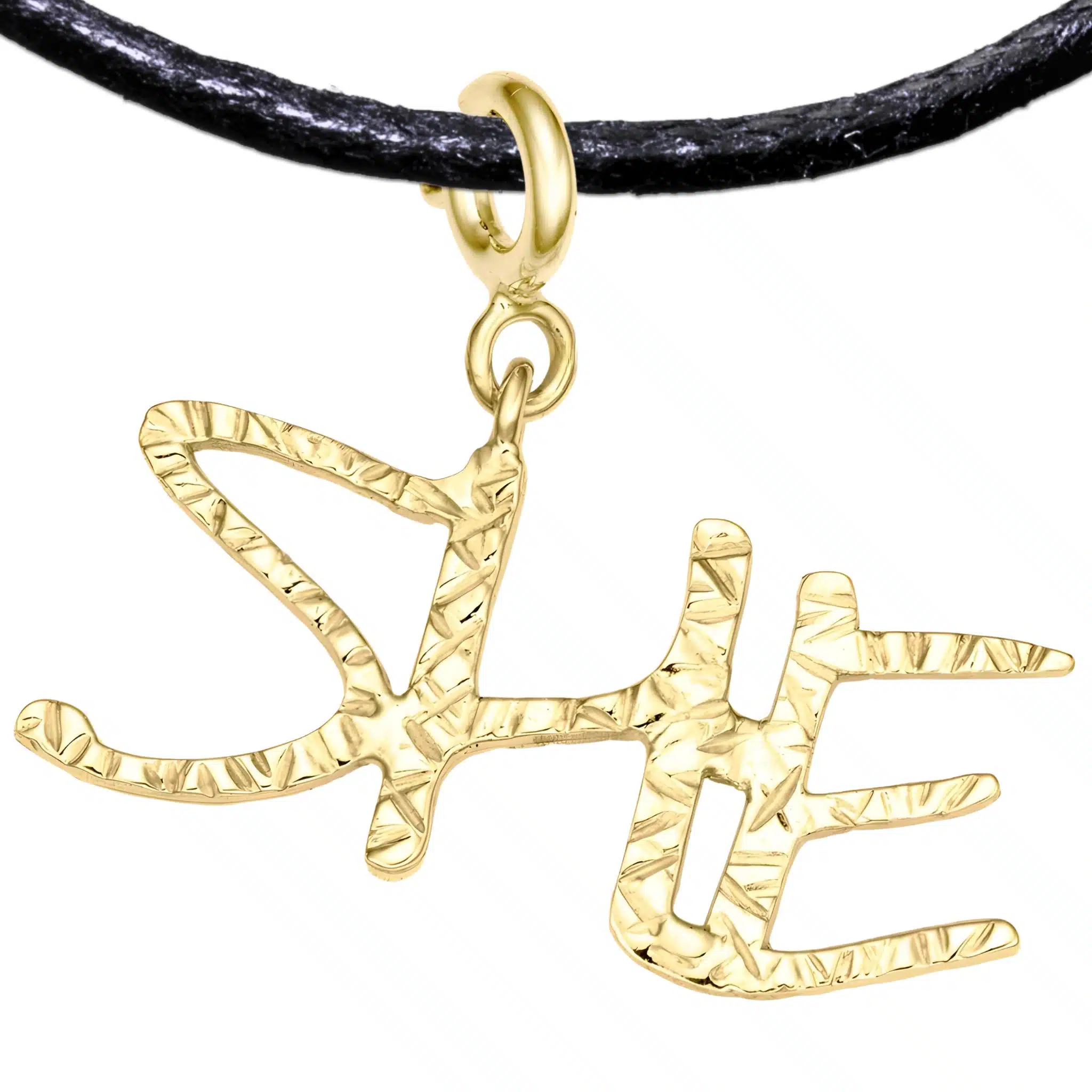 SHE Pronoun 925 Sterling Silver Charm Necklace with Spring Clasp (Gold Plated)