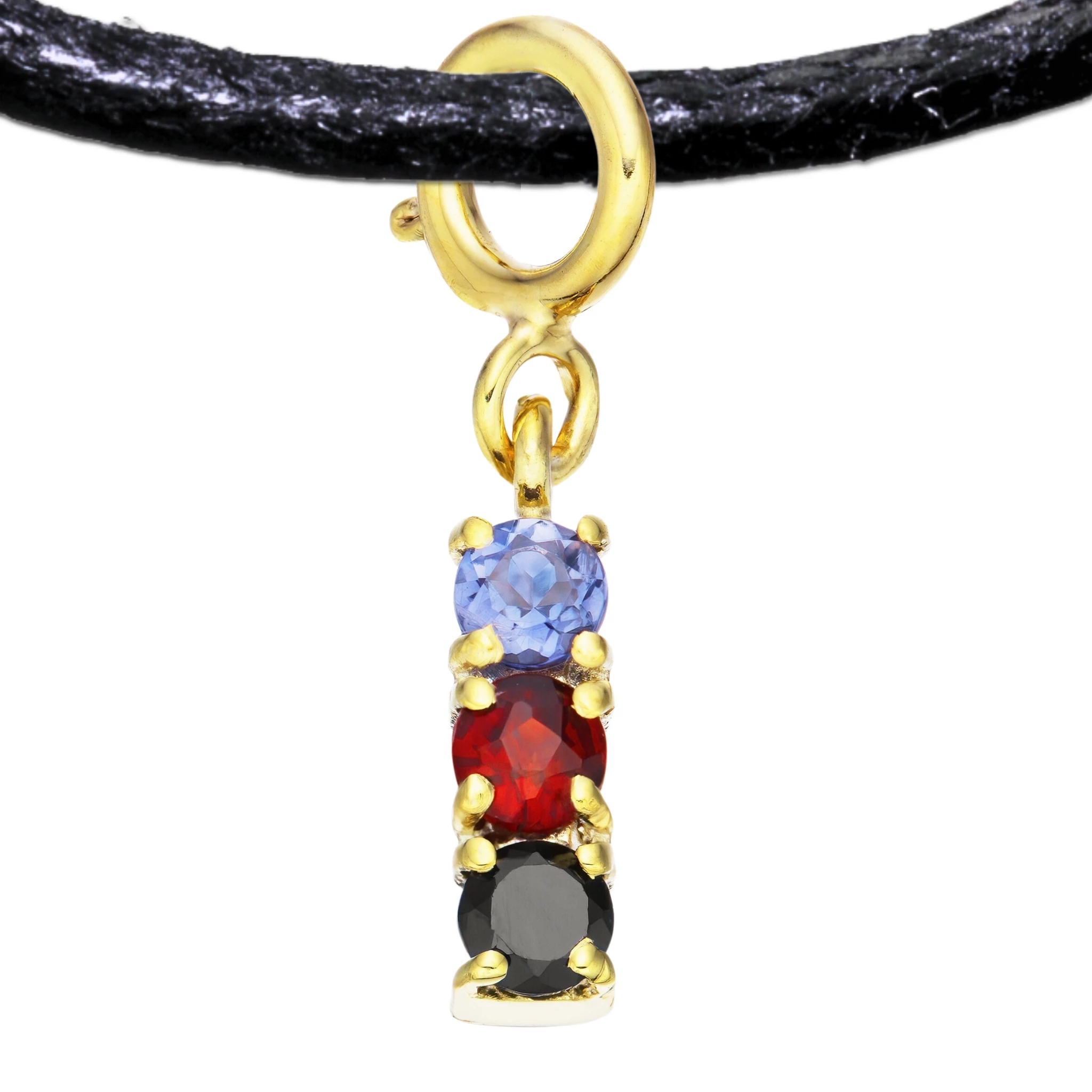 Polyamory 925 Sterling Silver Charm Flag Necklace with Spring Clasp (Gold Plated) – 3 Gems