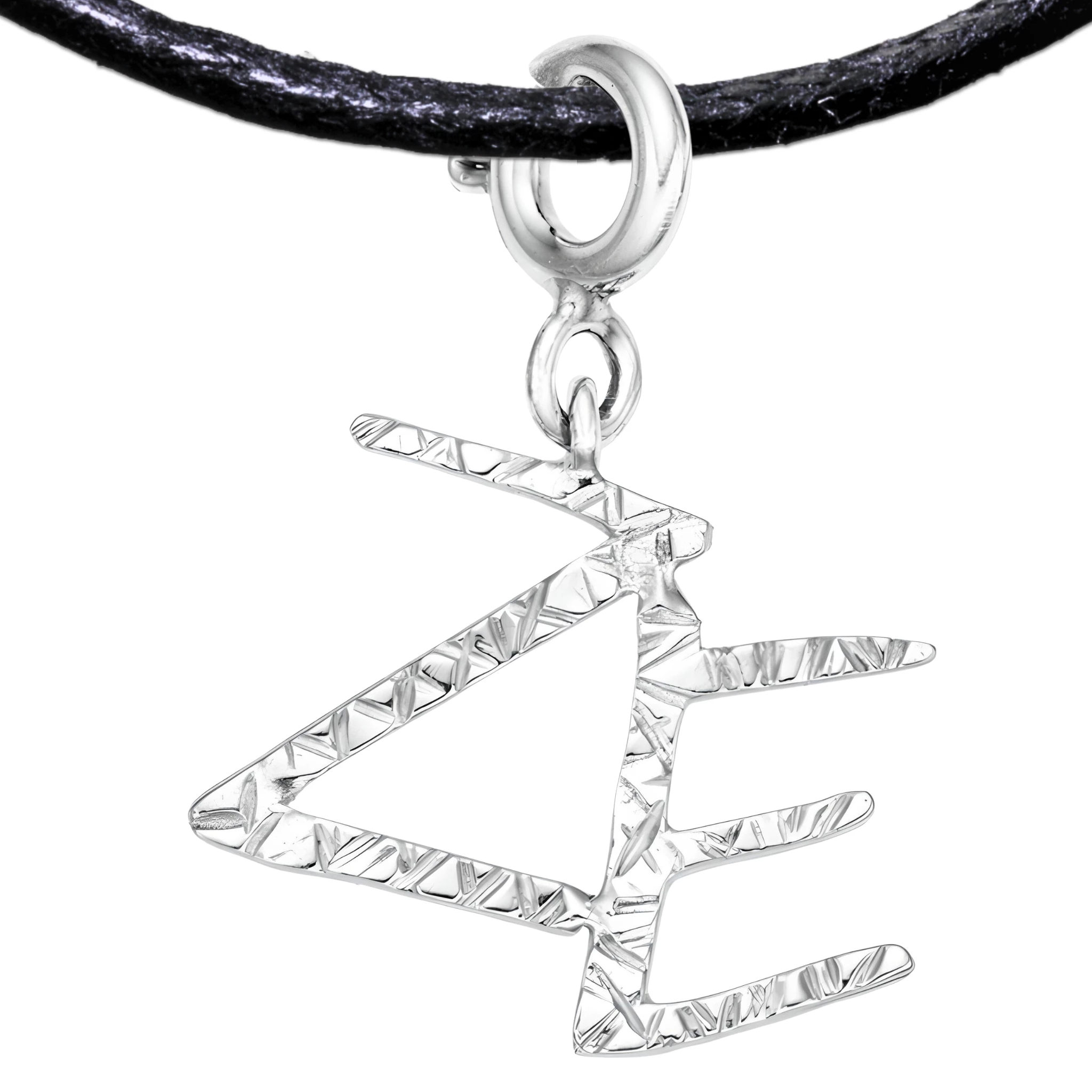 ZE Pronoun 925 Sterling Silver Charm Necklace with Spring Clasp (Platinum Plated)