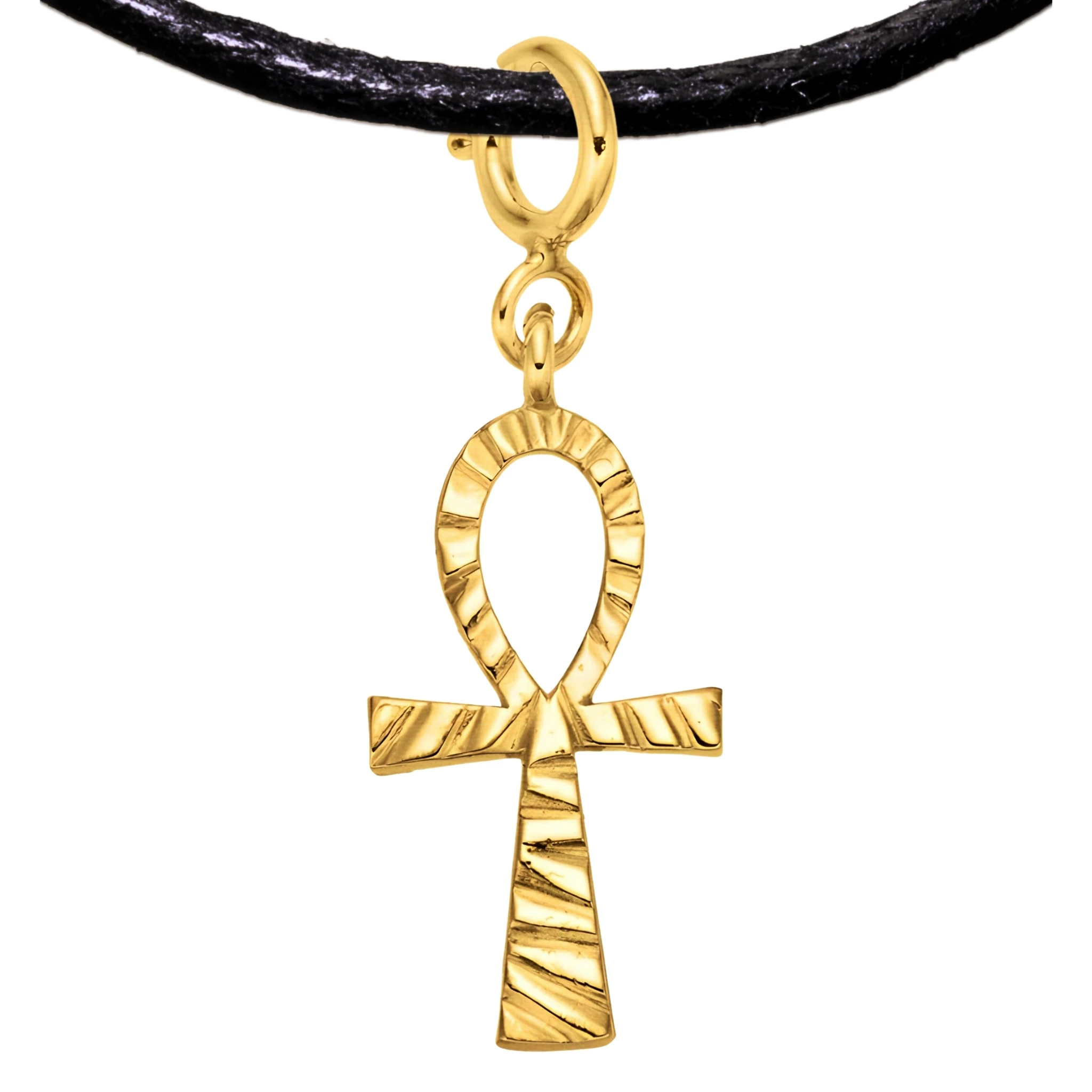 Ankh 925 Sterling Silver Charm Necklace with Spring Clasp – Small (Gold Plated)