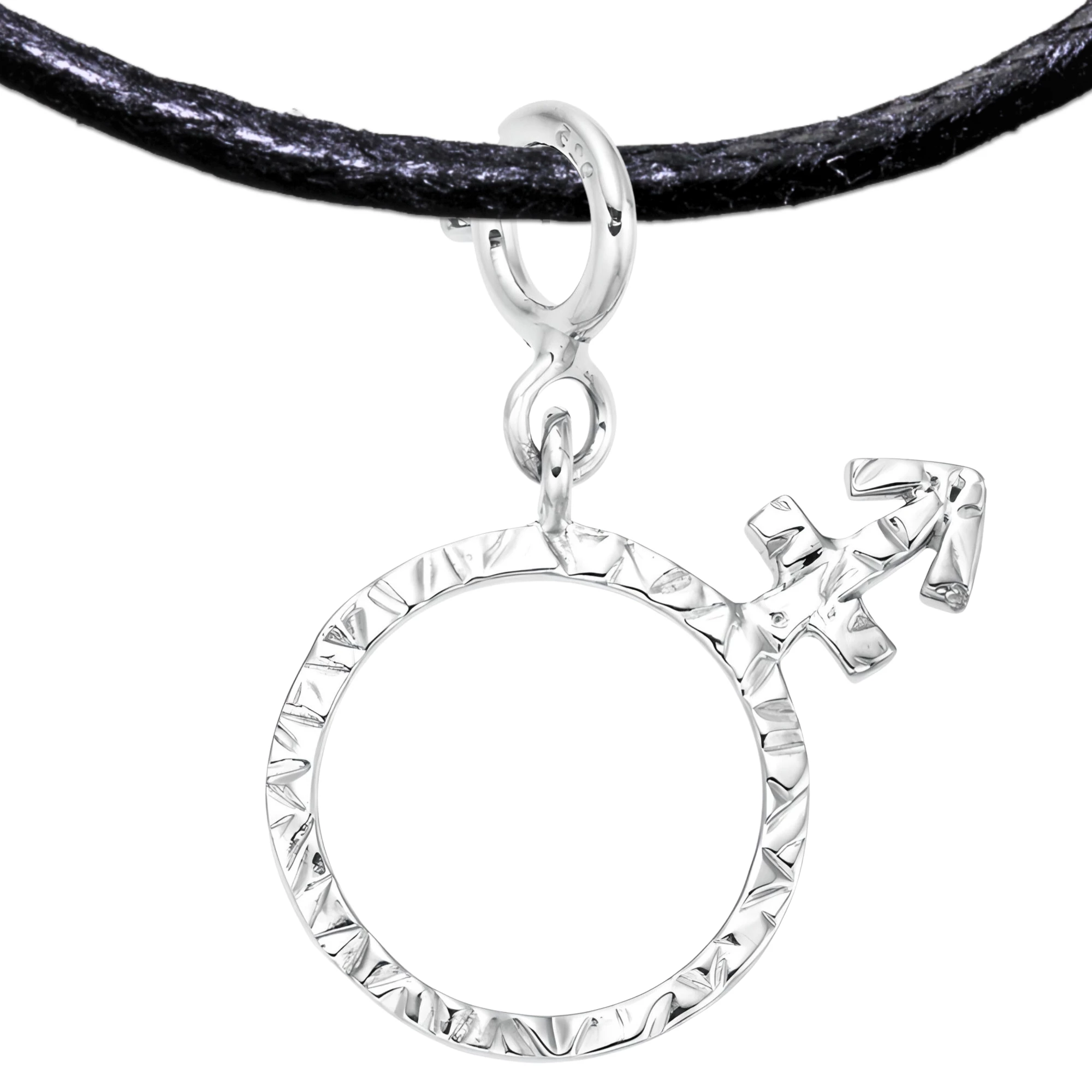 Androgynous 925 Sterling Silver Charm Necklace with Spring Clasp (Platinum Plated)