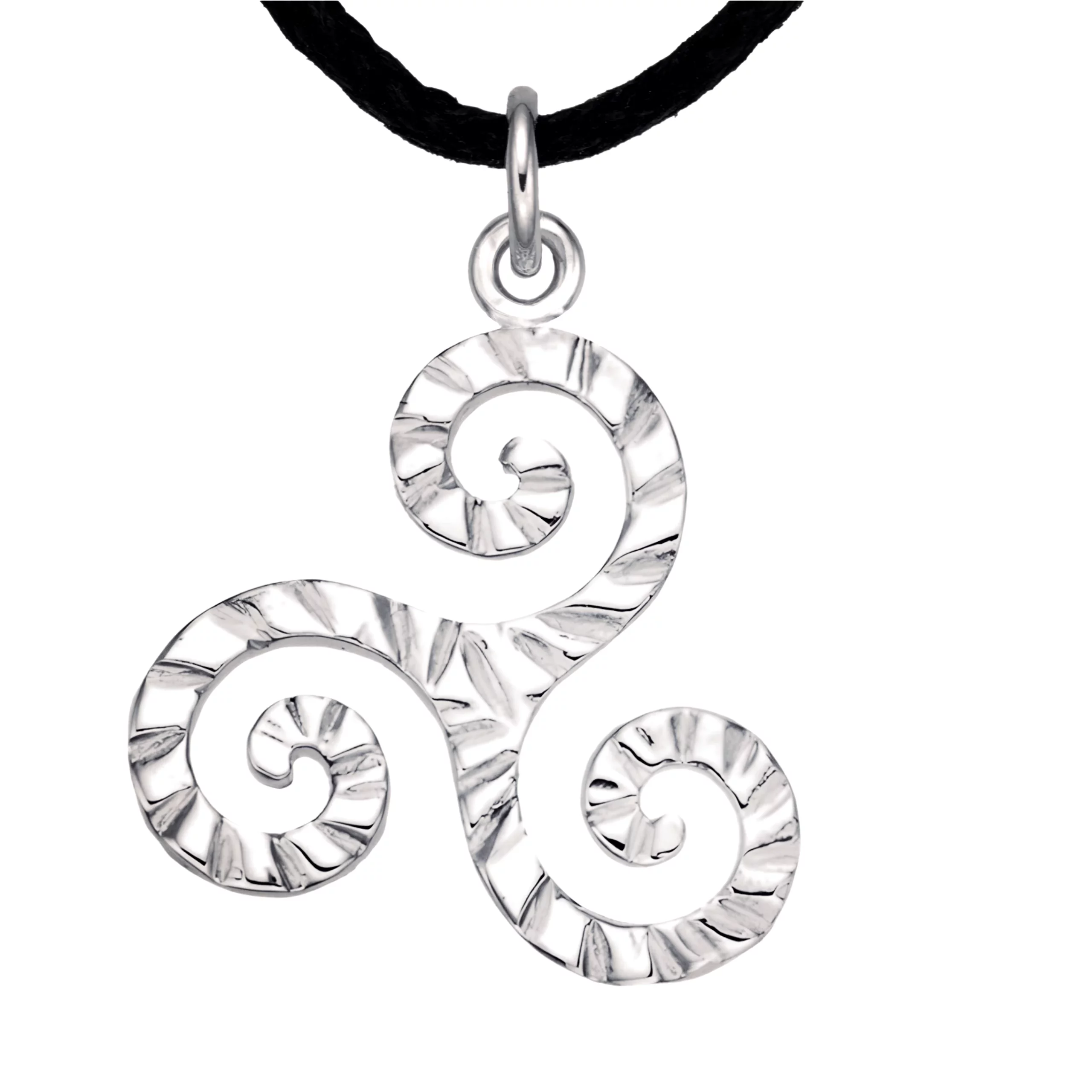 Celtic Triskelion 925 Sterling Silver Charm Necklace with Ring Eye – Medium (Platinum Plated)