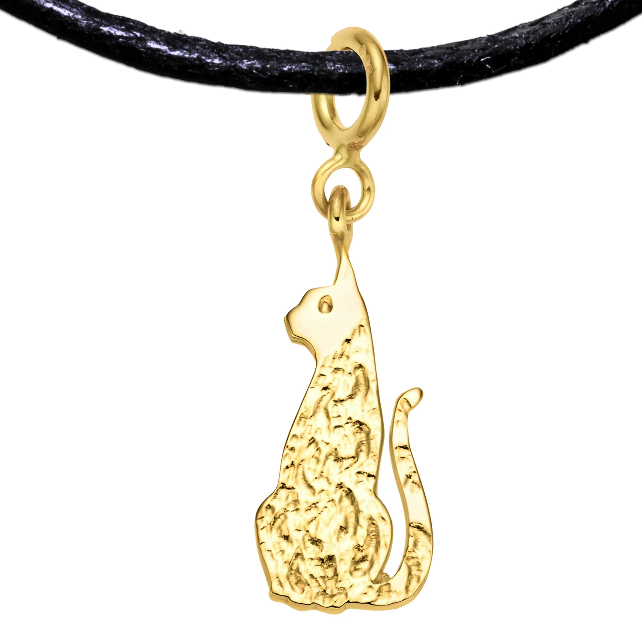Cat 925 Sterling Silver Charm Necklace with Spring Clasp – Small (Gold Plated)