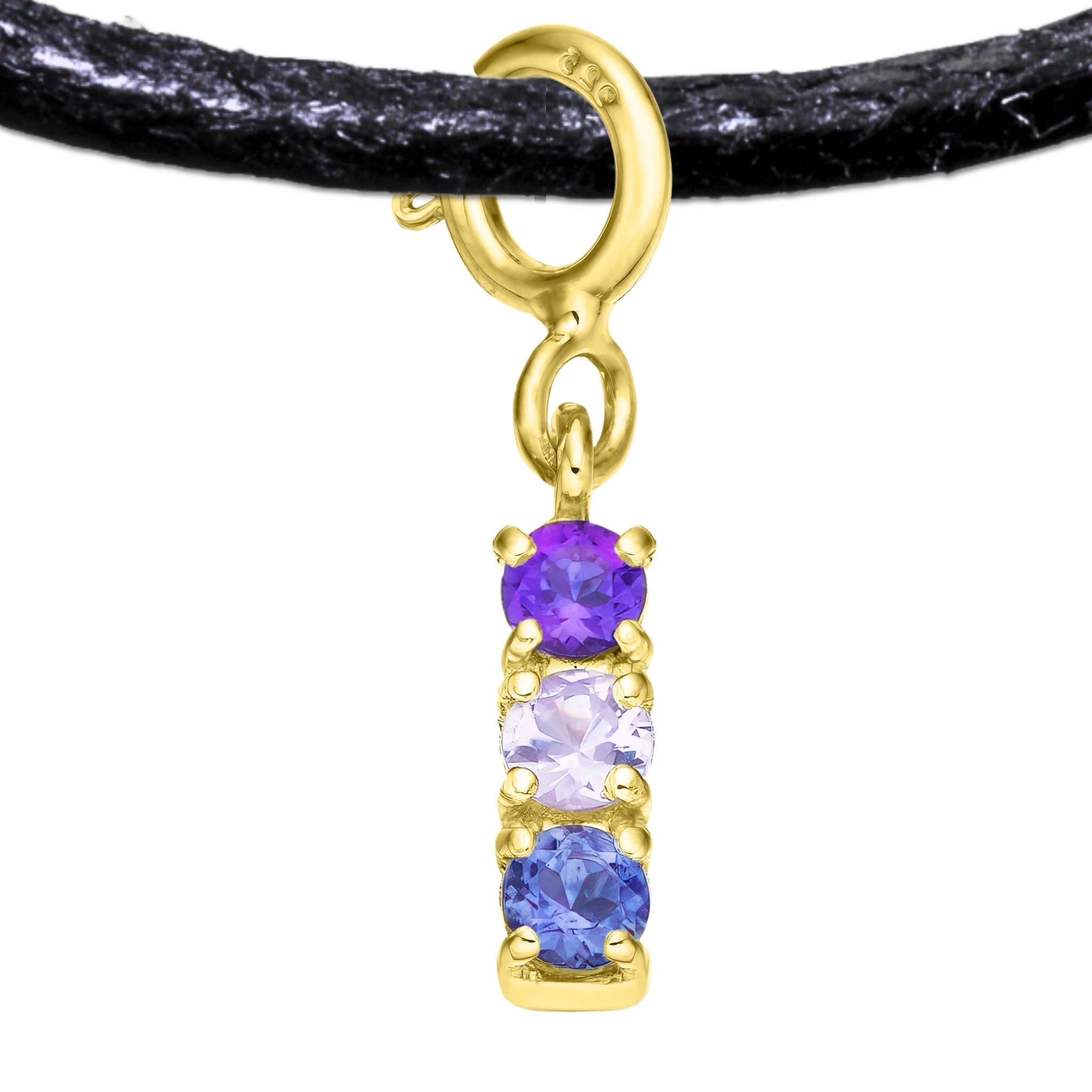 Bisexual 925 Sterling Silver Charm Flag Necklace with Spring Clasp (Gold Plated) – 3 Gems