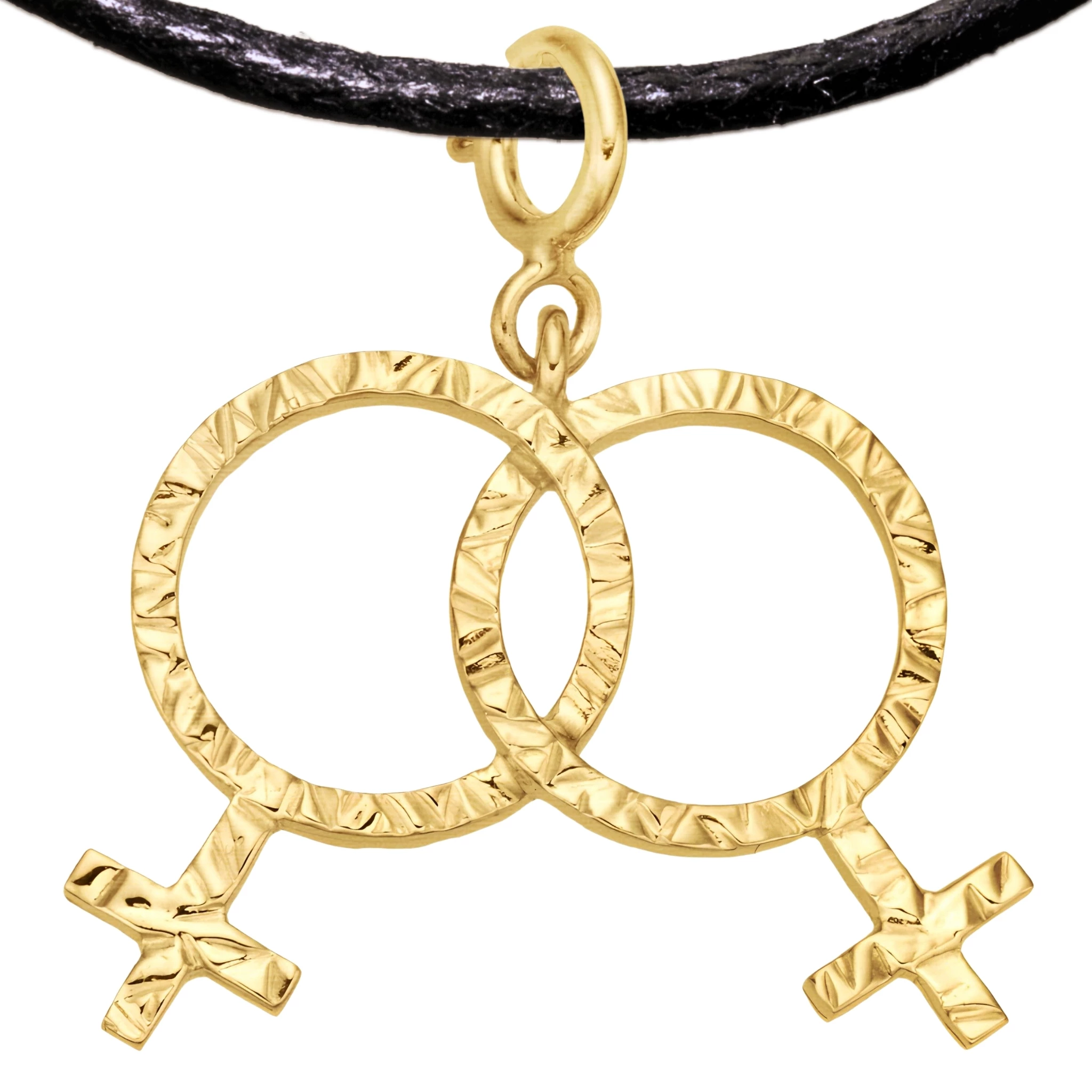 Lesbian 925 Sterling Silver Charm Necklace with Spring Clasp (Gold Plated)
