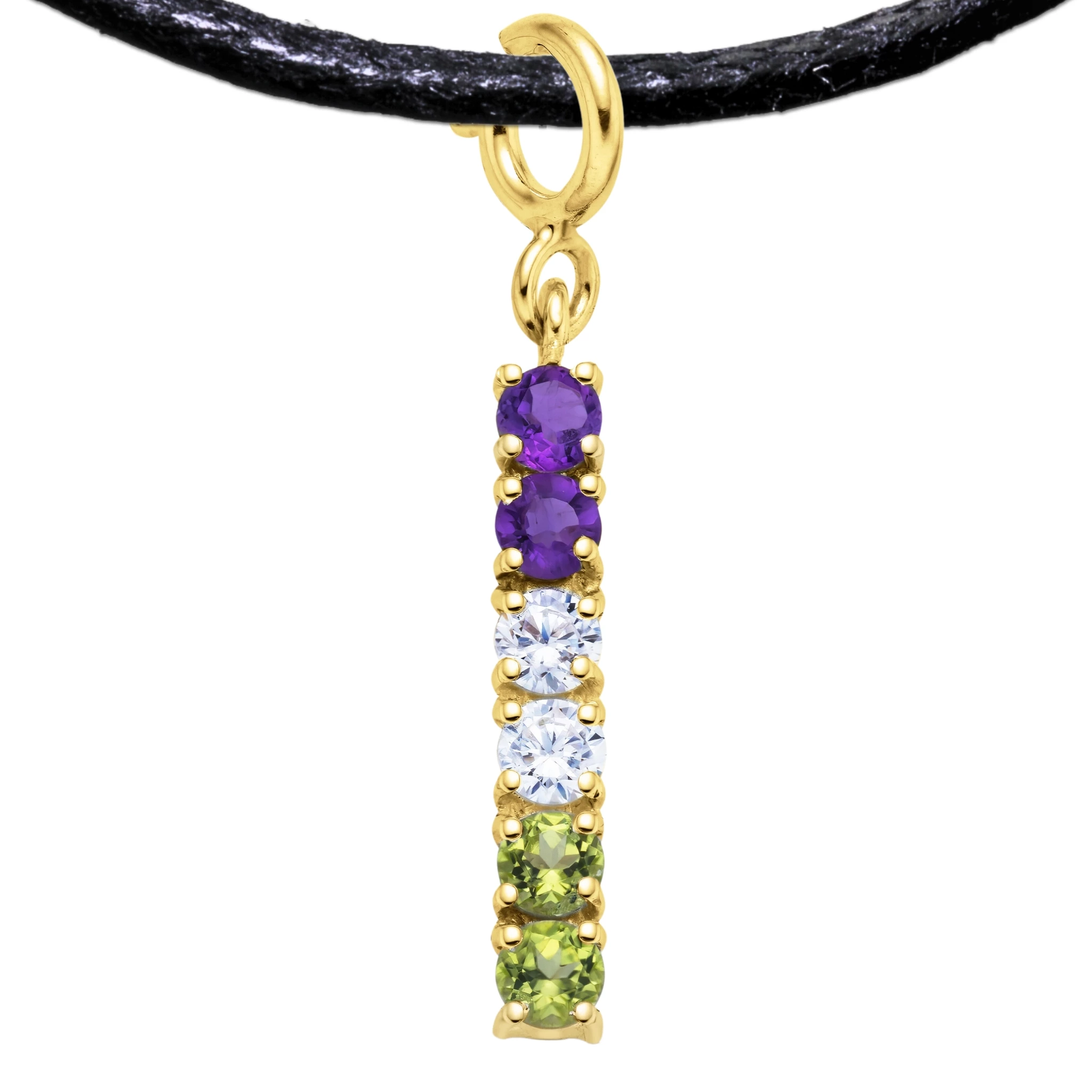 Genderqueer 925 Sterling Silver Charm Flag Necklace with Spring Clasp (Gold Plated) – 6 Gems