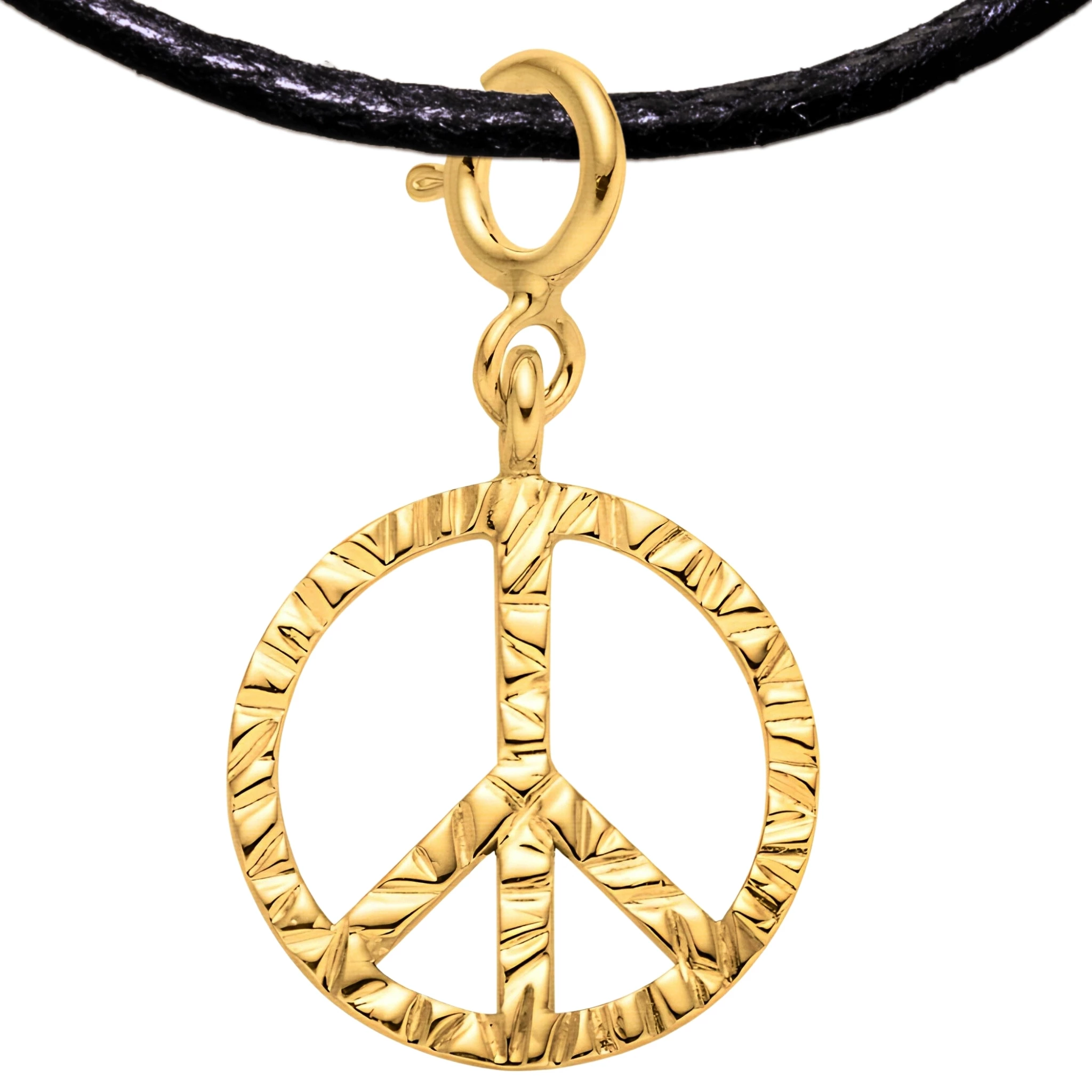 Peace 925 Sterling Silver Charm Necklace with Spring Clasp – Small (Gold Plated)