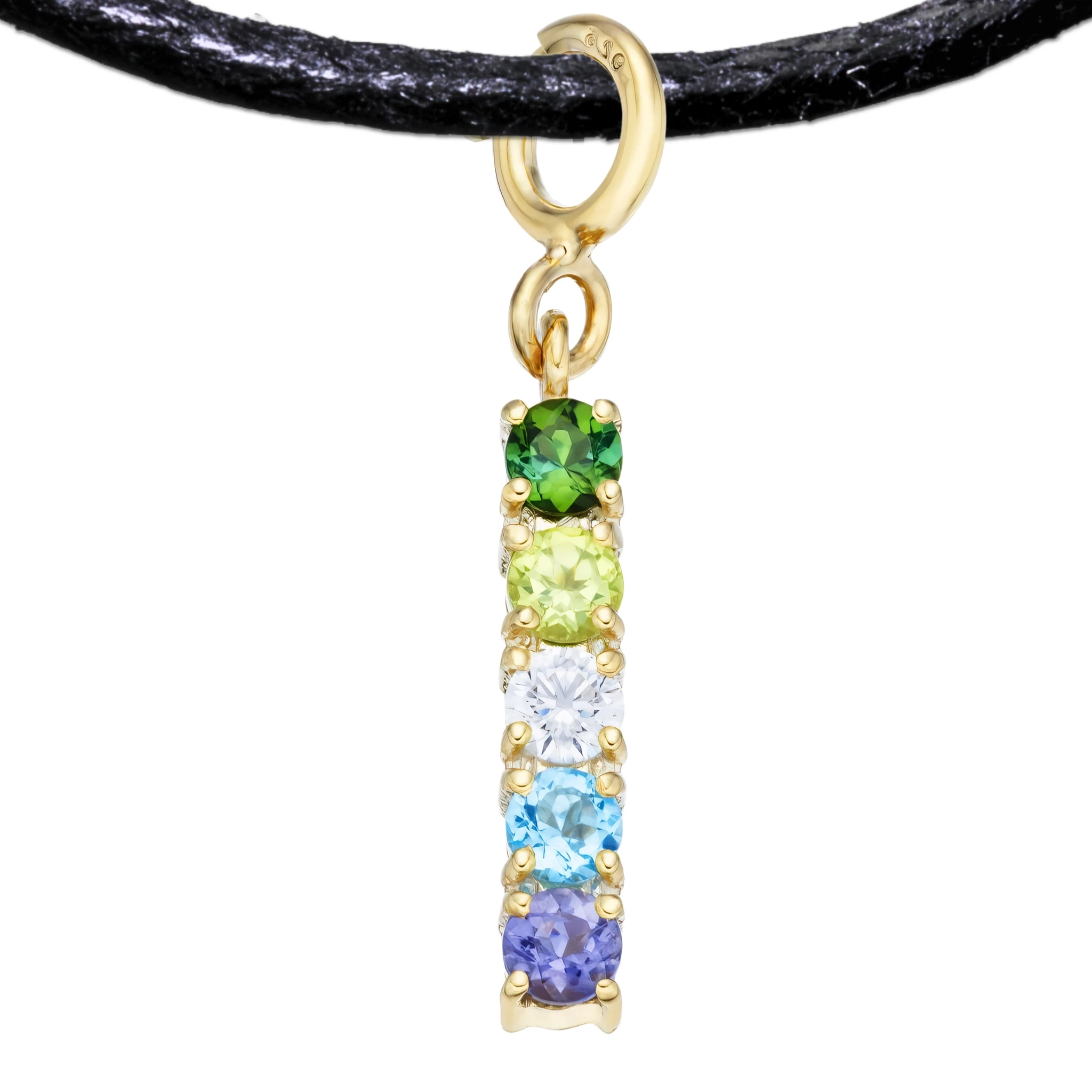 Gay 925 Sterling Silver Charm Flag Necklace with Spring Clasp (Gold Plated) – 5 Gems