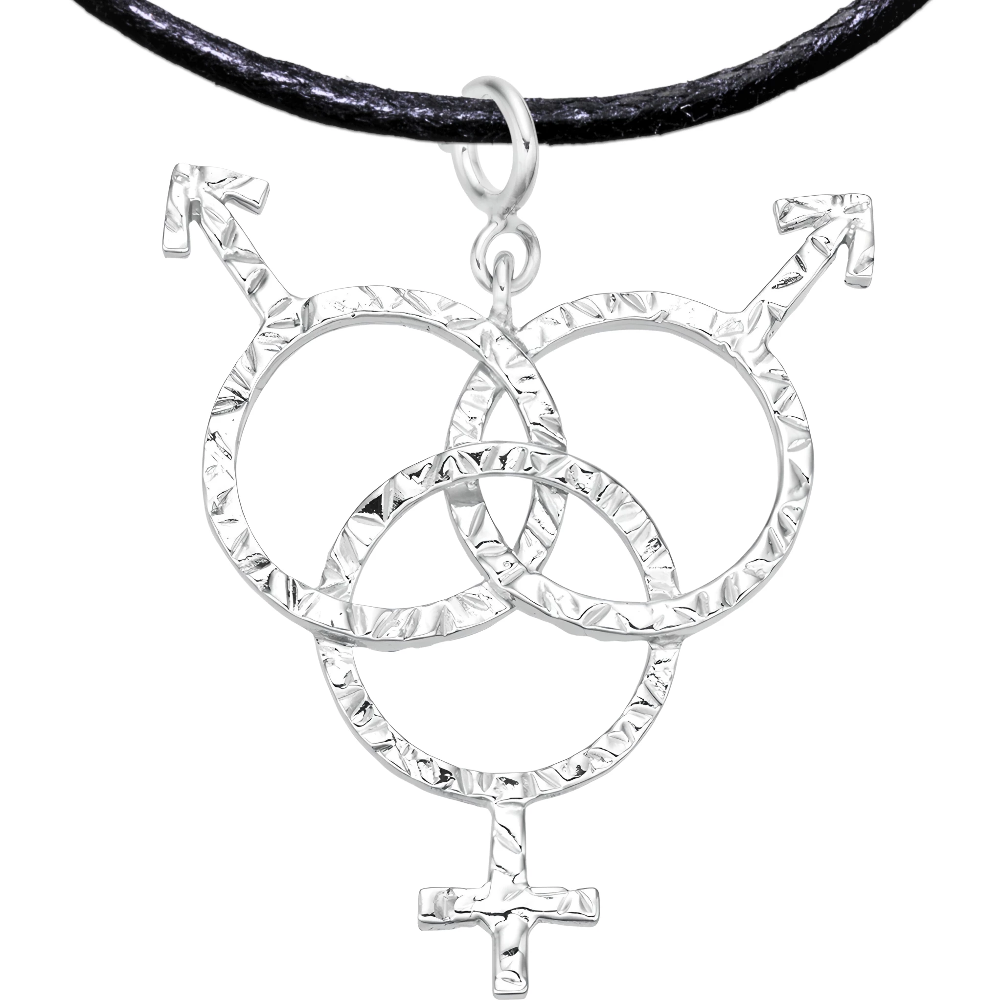 BiSexual 925 Sterling Silver Charm Necklace with Spring Clasp v1 (Platinum Plated)