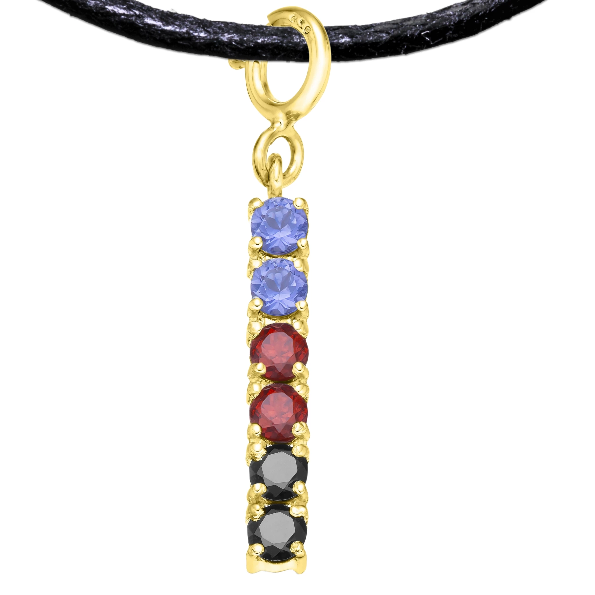 Polyamory 925 Sterling Silver Charm Flag Necklace with Spring Clasp (Gold Plated) – 6 Gems