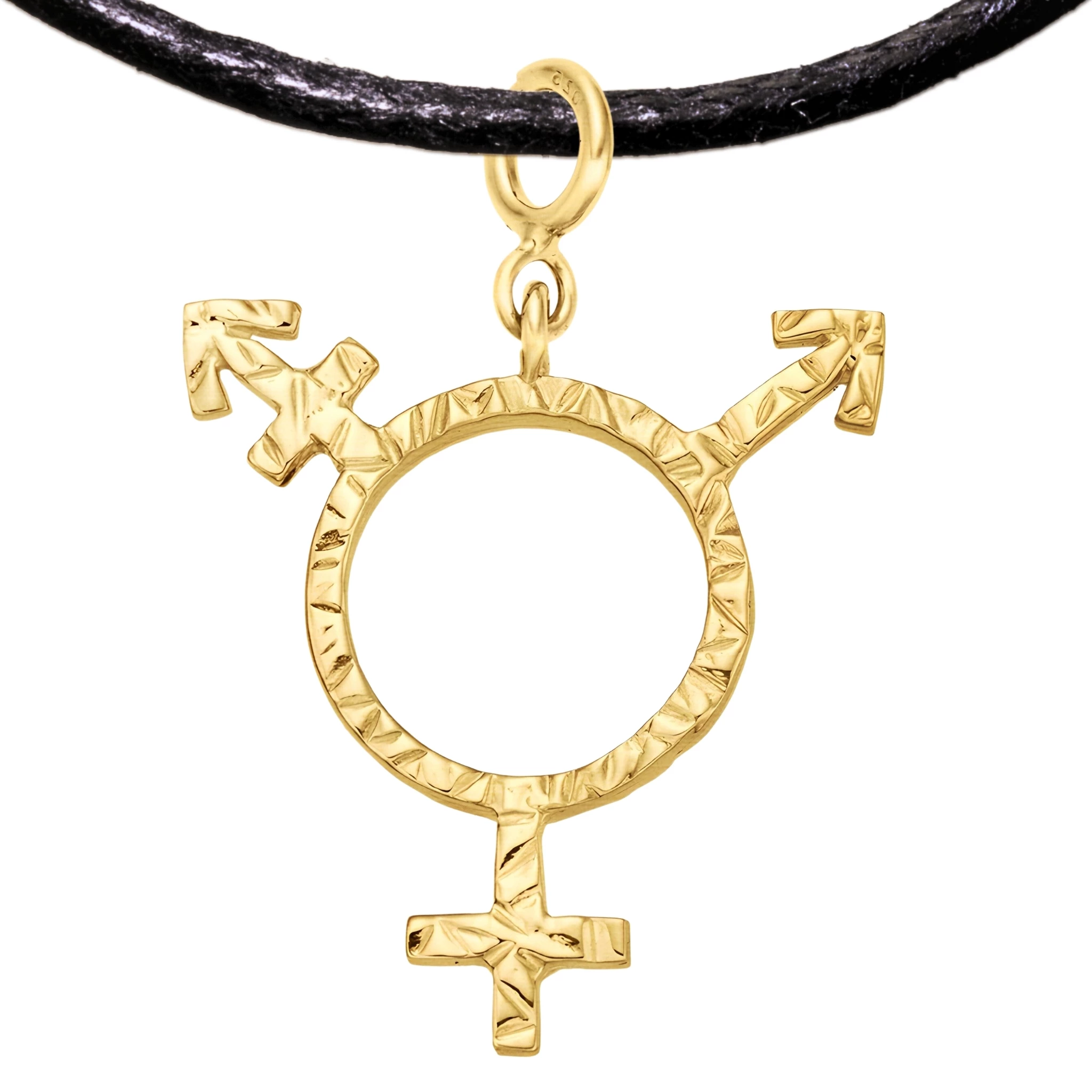 Transgender 925 Sterling Silver Charm Necklace with Spring Clasp (Gold Plated)