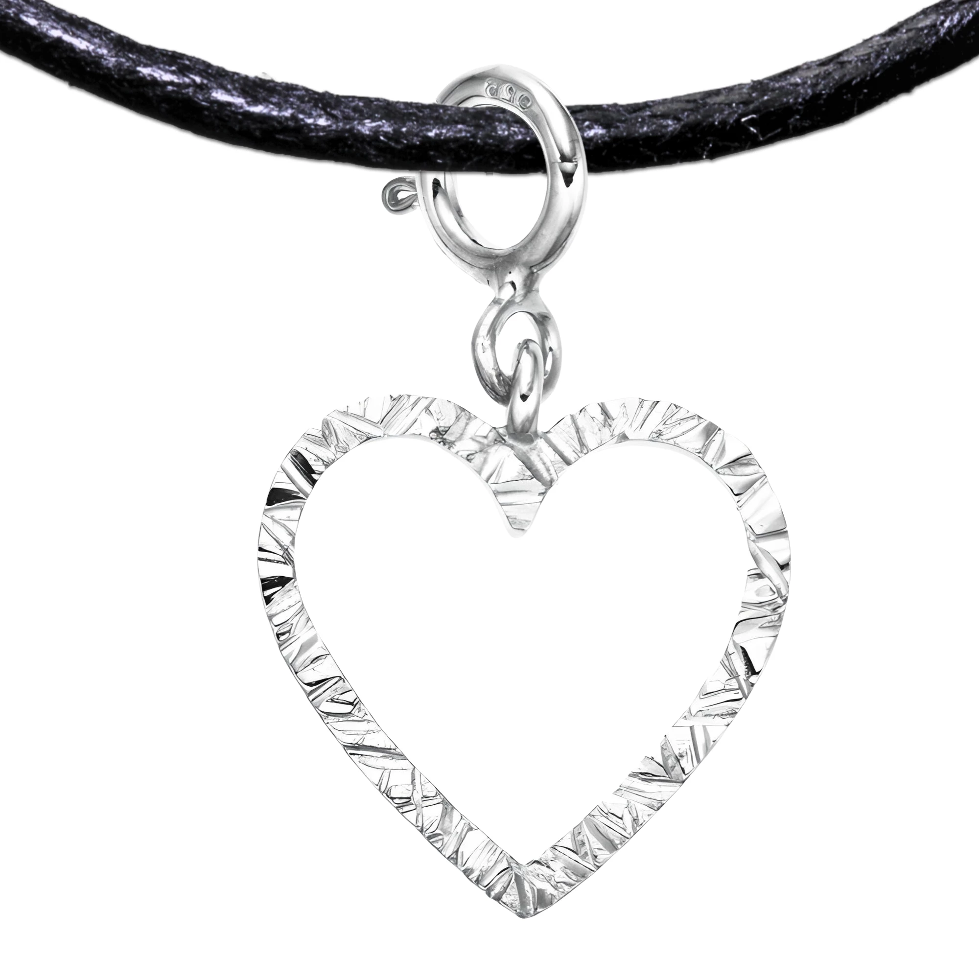 Heart 925 Sterling Silver Charm Necklace with Spring Clasp – Small (Platinum Plated)