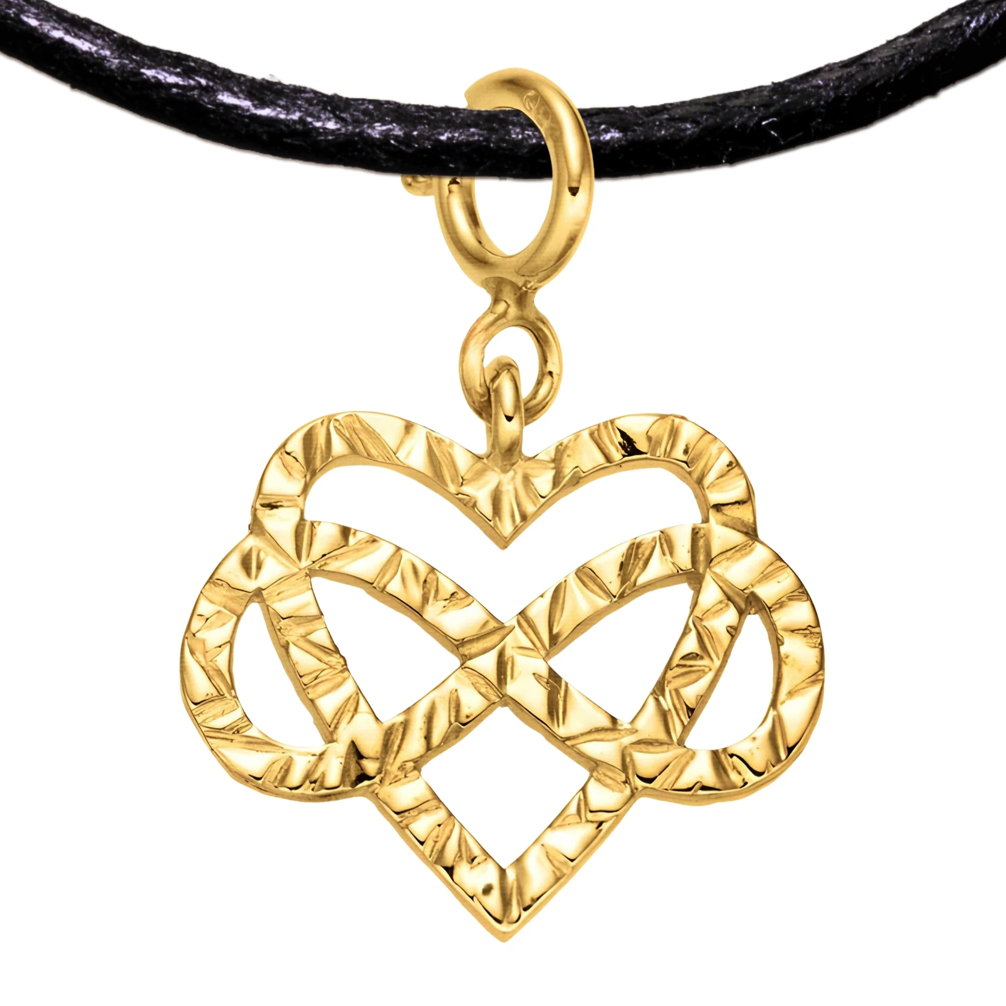 Polyamory Heart 925 Sterling Silver Charm Necklace with Spring Clasp – Small (Gold Plated)