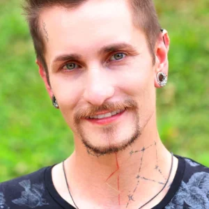 Non-Binary 925 Sterling Silver Charm Flag Necklace with Ring Eye (Platinum Plated) – 4 Gems