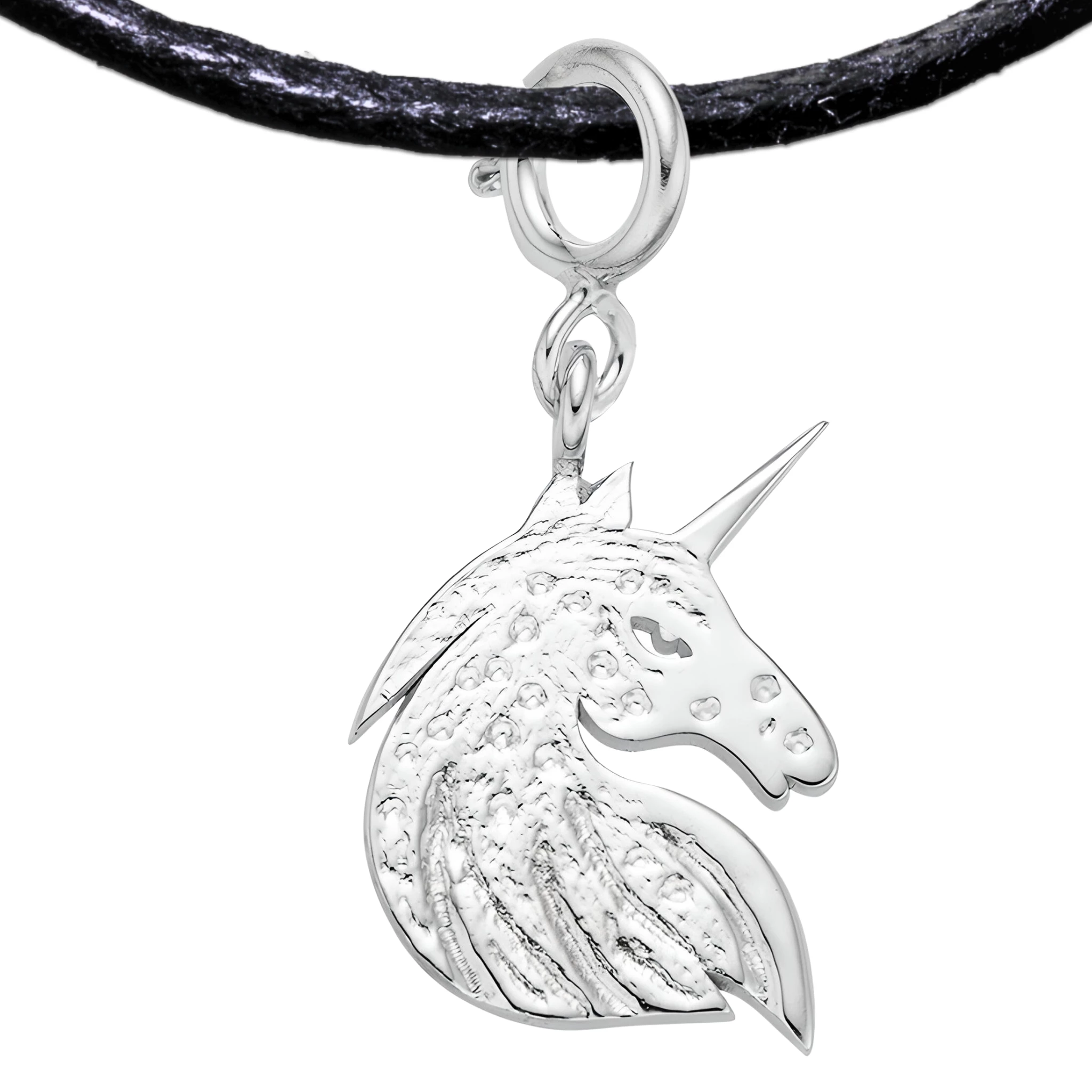 Unicorn 925 Sterling Silver Charm Necklace with Spring Clasp – Small (Platinum Plated)