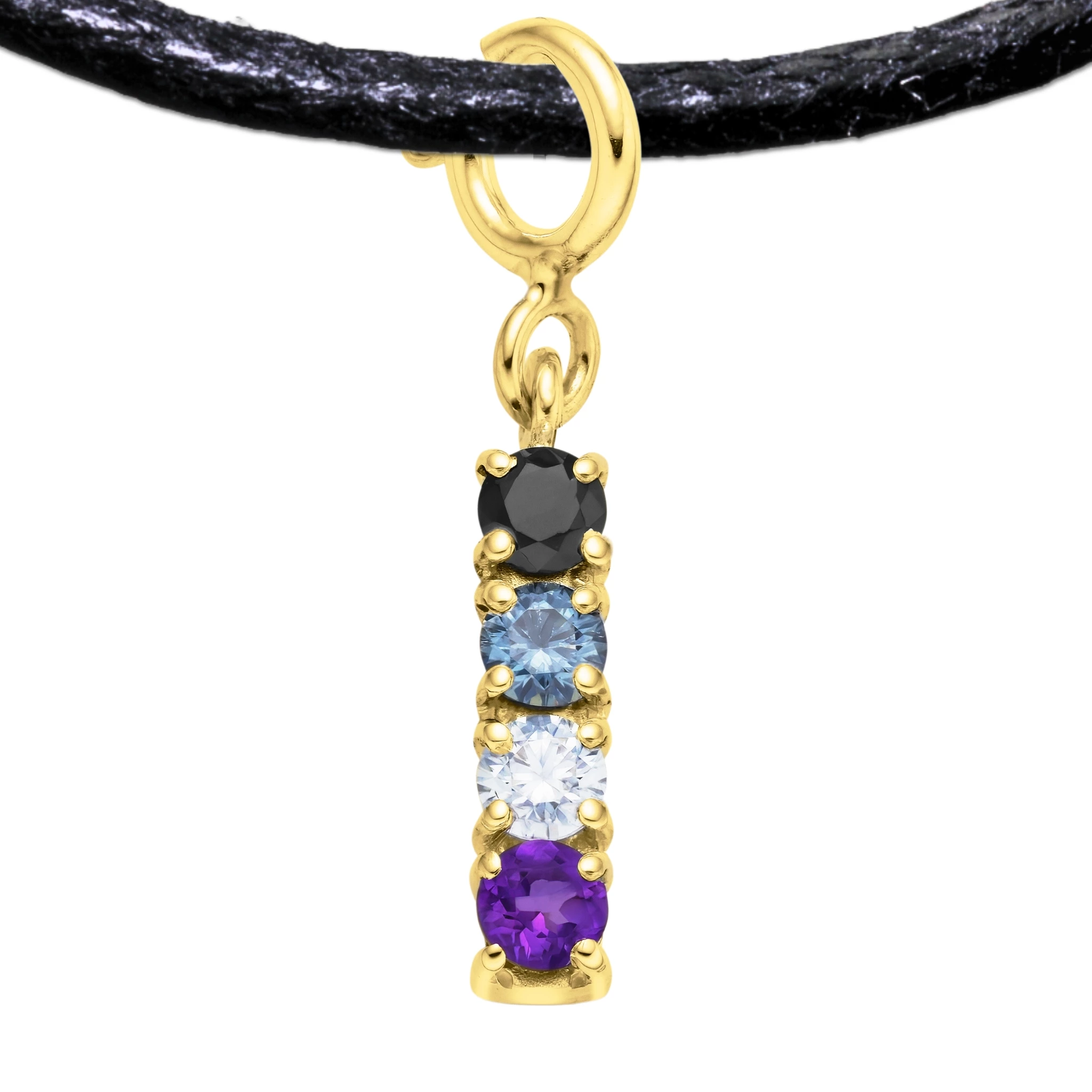 Asexual 925 Sterling Silver Charm Flag Necklace with Spring Clasp (Gold Plated) – 4 Gems