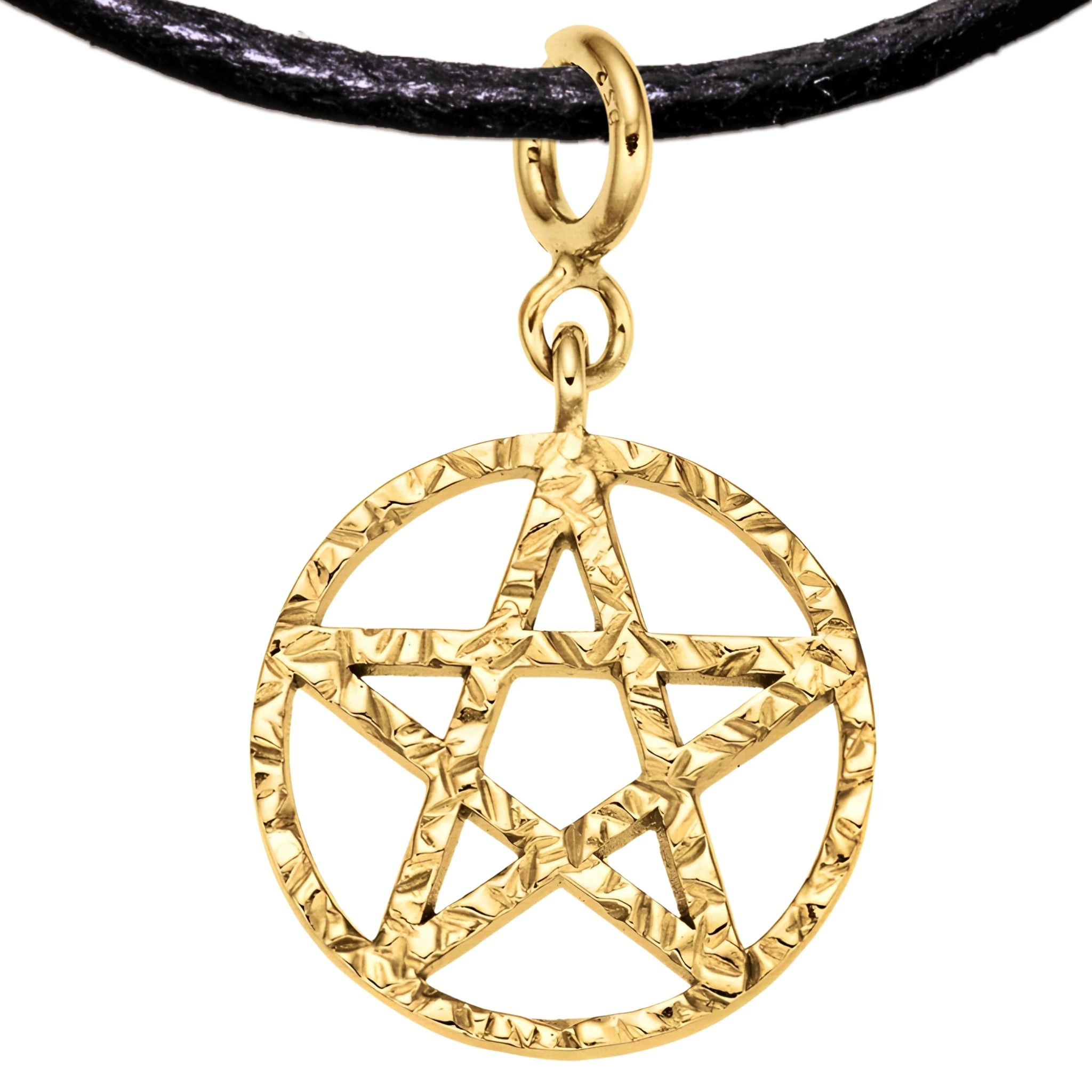 Pentagram 925 Sterling Silver Charm Necklace with Spring Clasp – Small (Gold Plated)